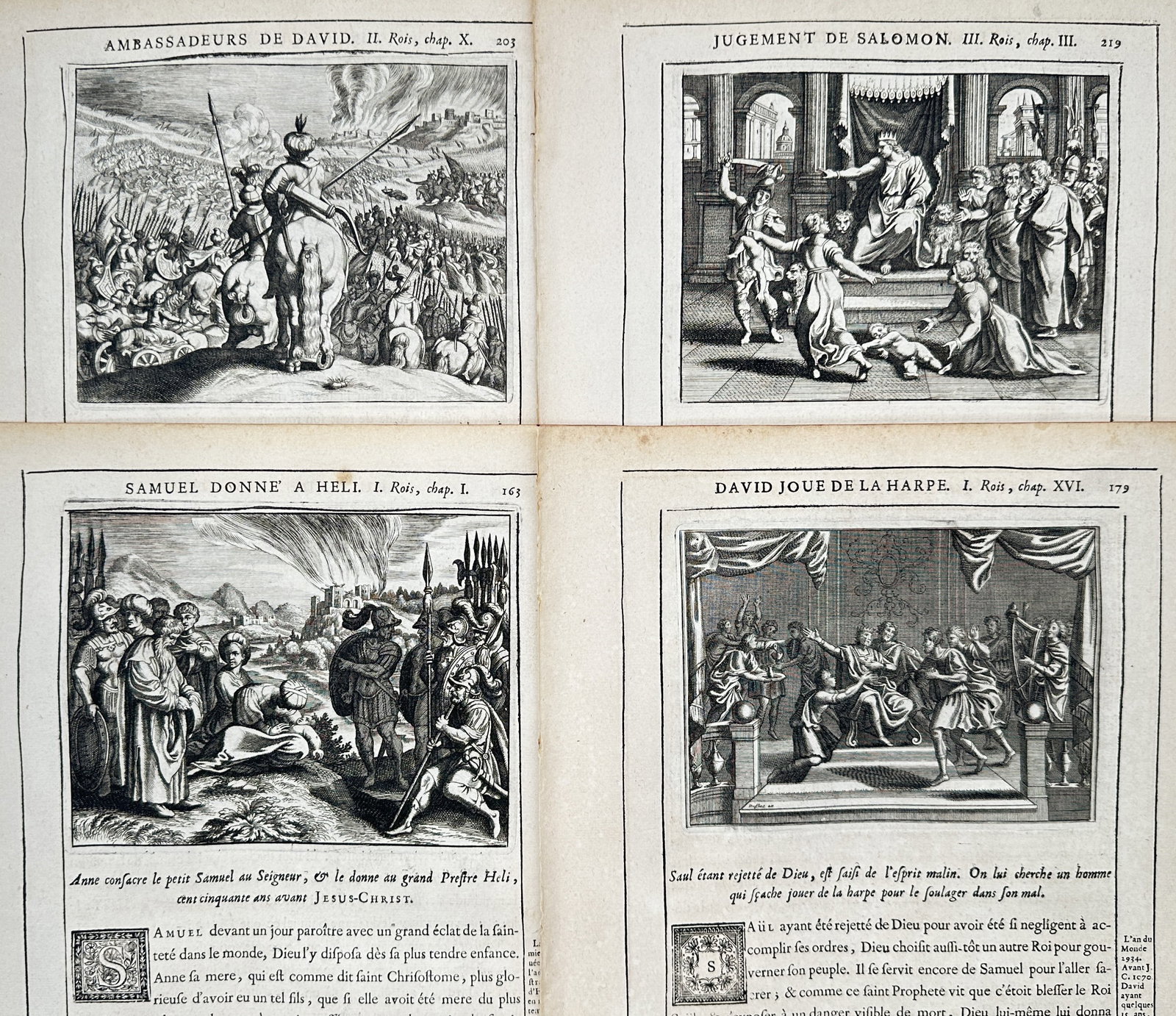 Nicolas Fontaine – Set of 4: Old Testament History Studies – Engravings (17th Century) (1 of 2)