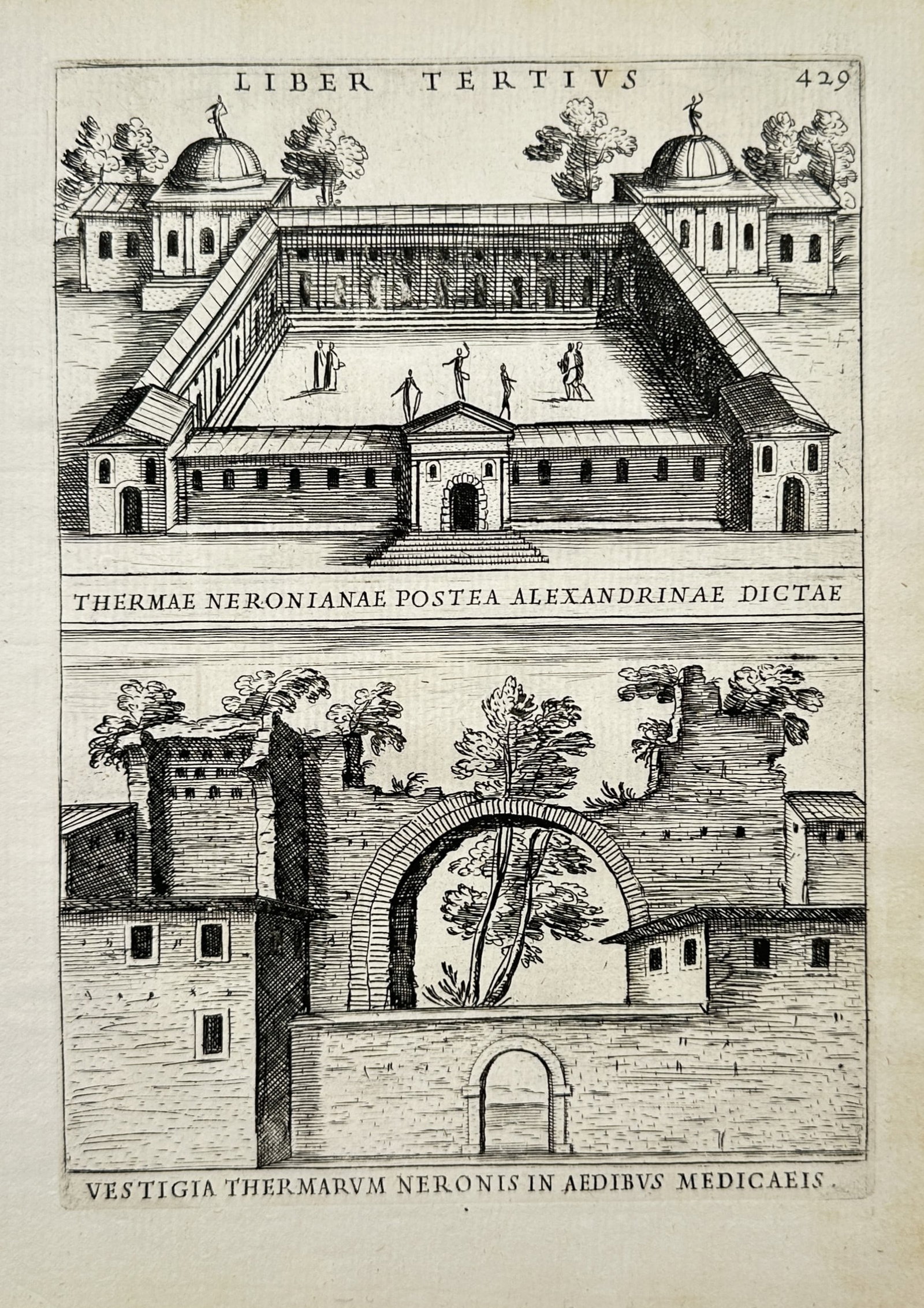 Alessandro Donati – Baths of Nero Later Called Alexandrian Baths – Engraving (17th Century) (1 of 2)
