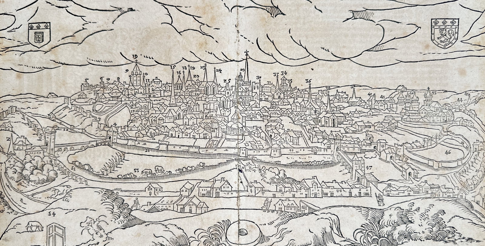 Sebastian Münster – Map of Poitiers – France – Woodcut (16th Century) (1 of 3)