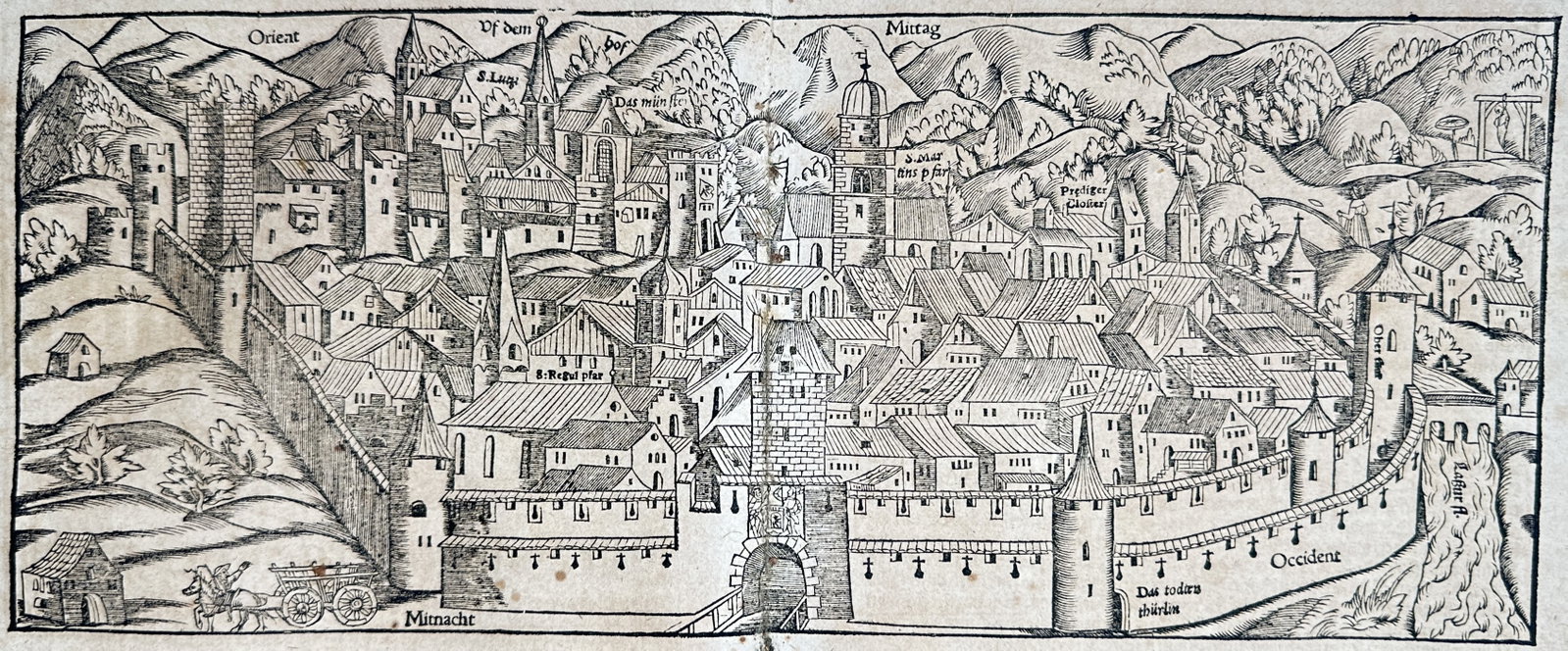 Sebastian Münster – Map of Chur – Switzerland – Woodcut (16th Century) (1 of 3)