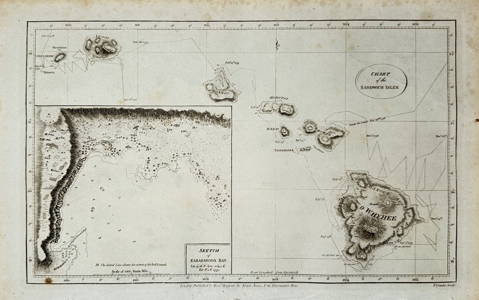 Alexander Hogg – Map of Sandwich Isles – Hawaii – Engraving (18th Century) (1 of 2)