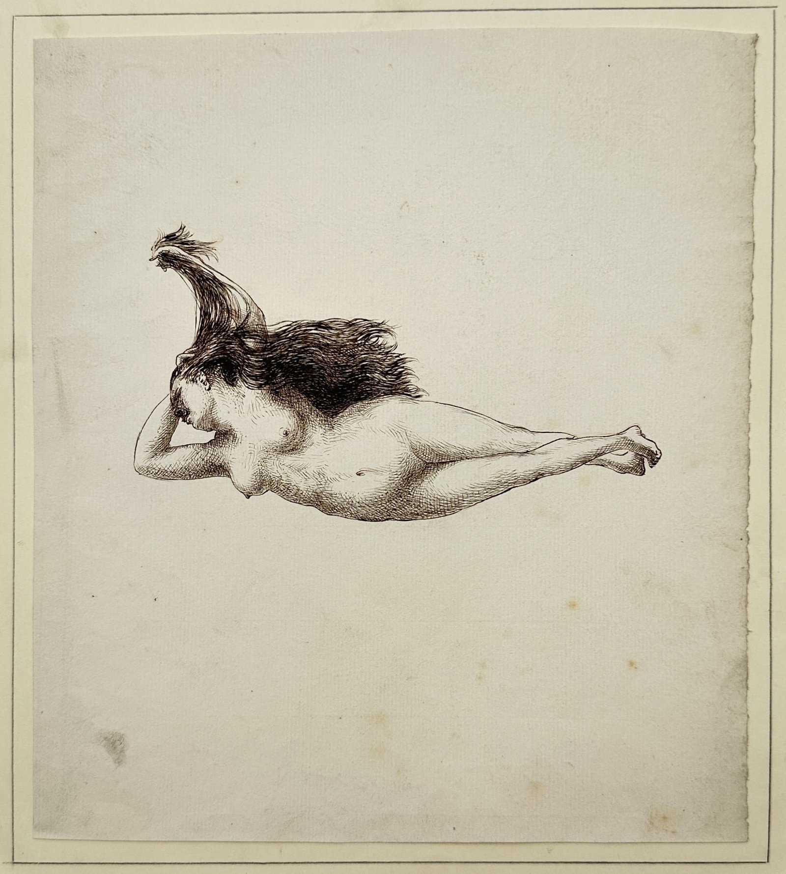 Francisco de Goya y Lucientes – Flying Folly Study – Etching (19th Century): "Disparate Volante" presents an enigmatic study illustrating a floating figure suspended mid-air against a blank background. The print serves an artistic and psychological purpose exploring human foll