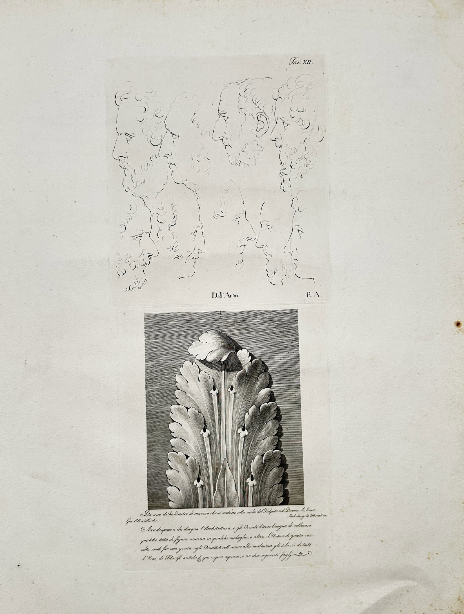 Giocondo Albertolli – Classical Profile Heads and Acanthus Leaf Architectural Ornament – (1 of 2)