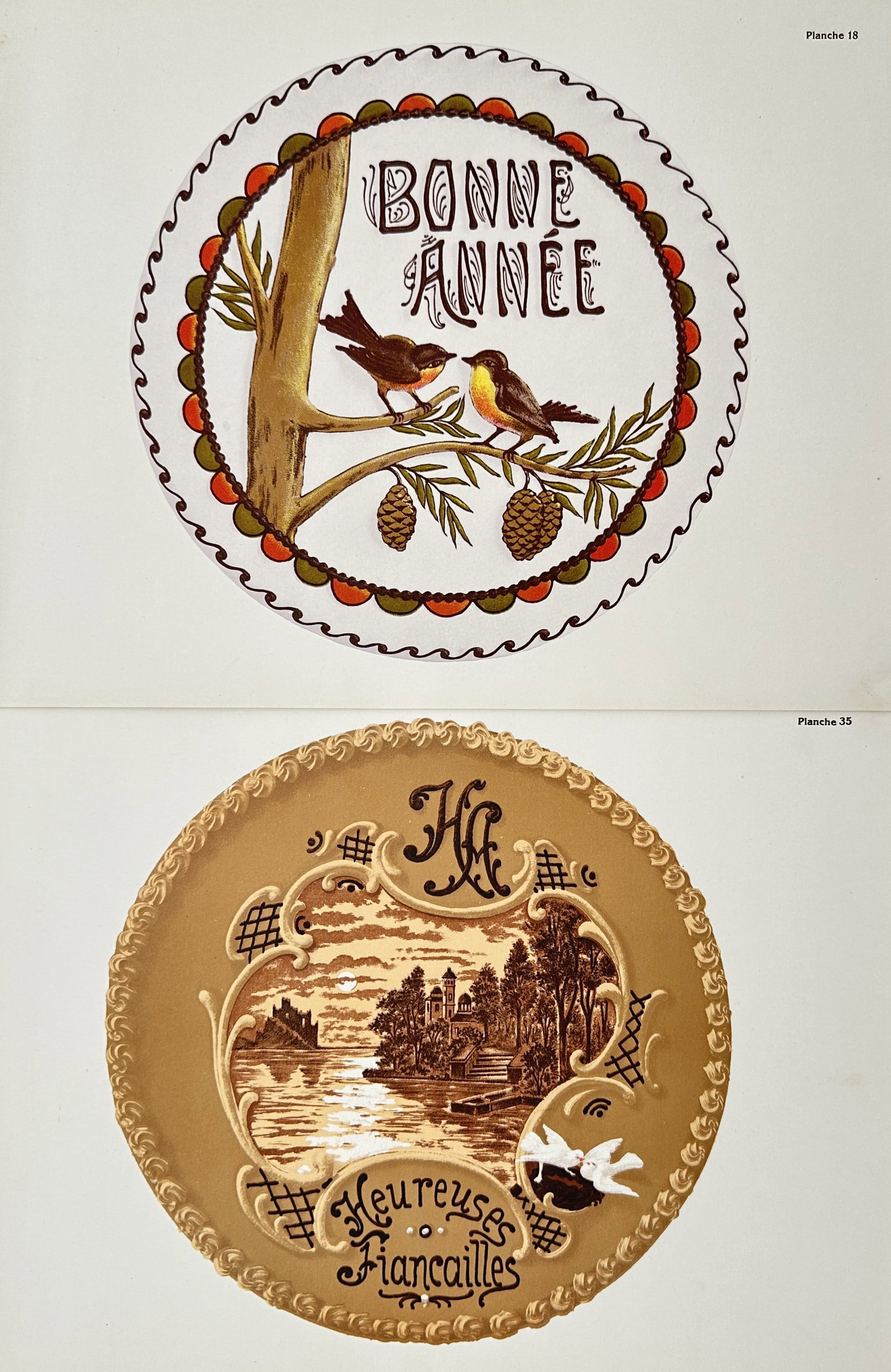 Juliette Milesi – Set of 2: Celebration and Engagement Design Plates – Hand-Colored Engravings (1 of 2)