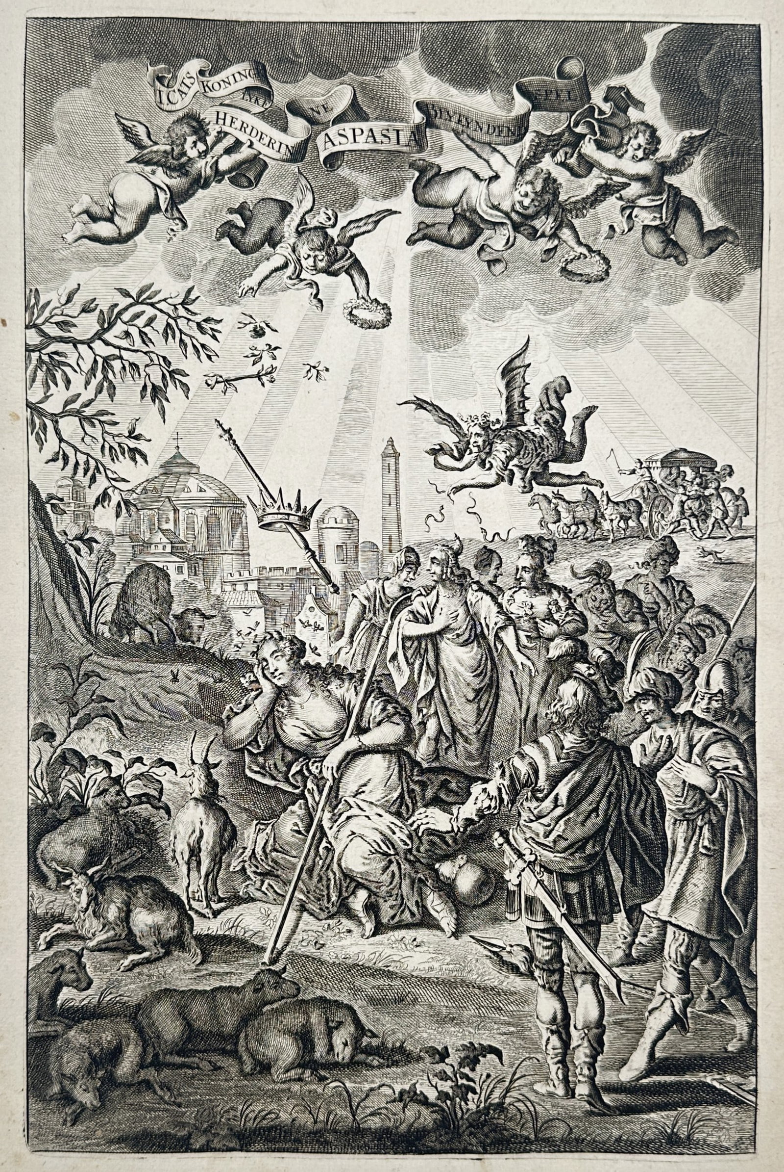 Jacob Cats – The Royal Shepherdess Aspasia – Engraving (17th Century) (1 of 3)