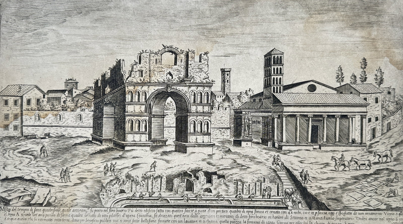 Étienne Dupérac – View of the Arch of Janus and San Giorgio in Velabro – Etching (1575) (1 of 3)