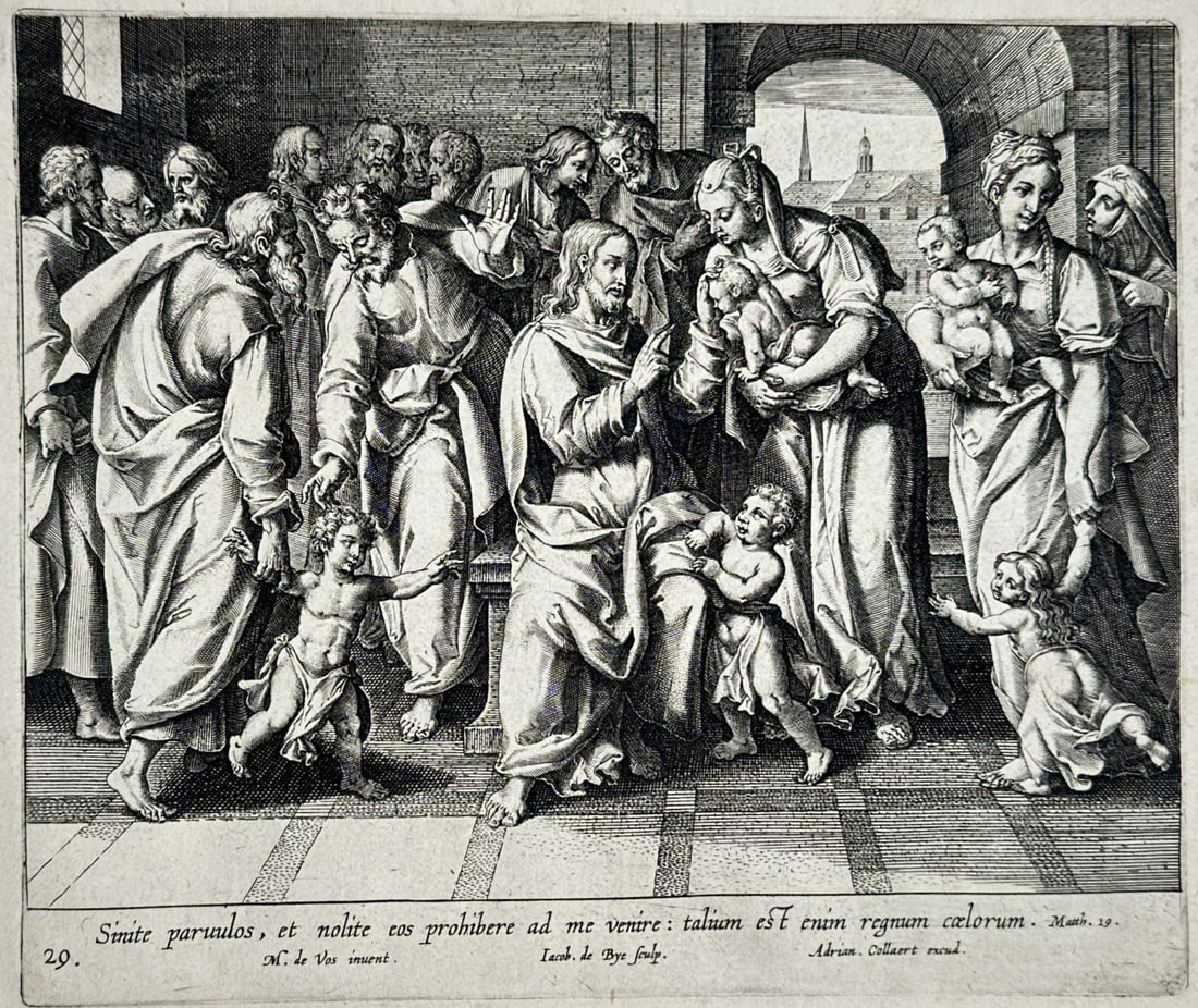 Marten de Vos – Christ Blessing the Children – Engraving (17th Century) (1 of 3)