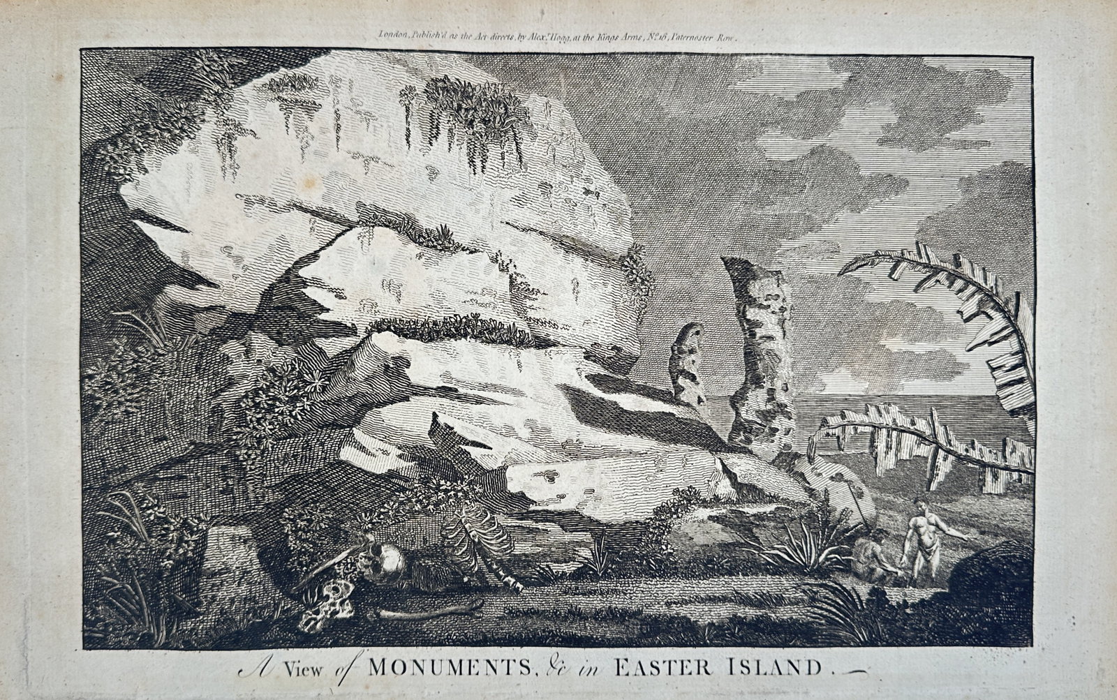 Alexander Hogg – View of Monuments in Easter Island – Engraving (1784) (1 of 2)