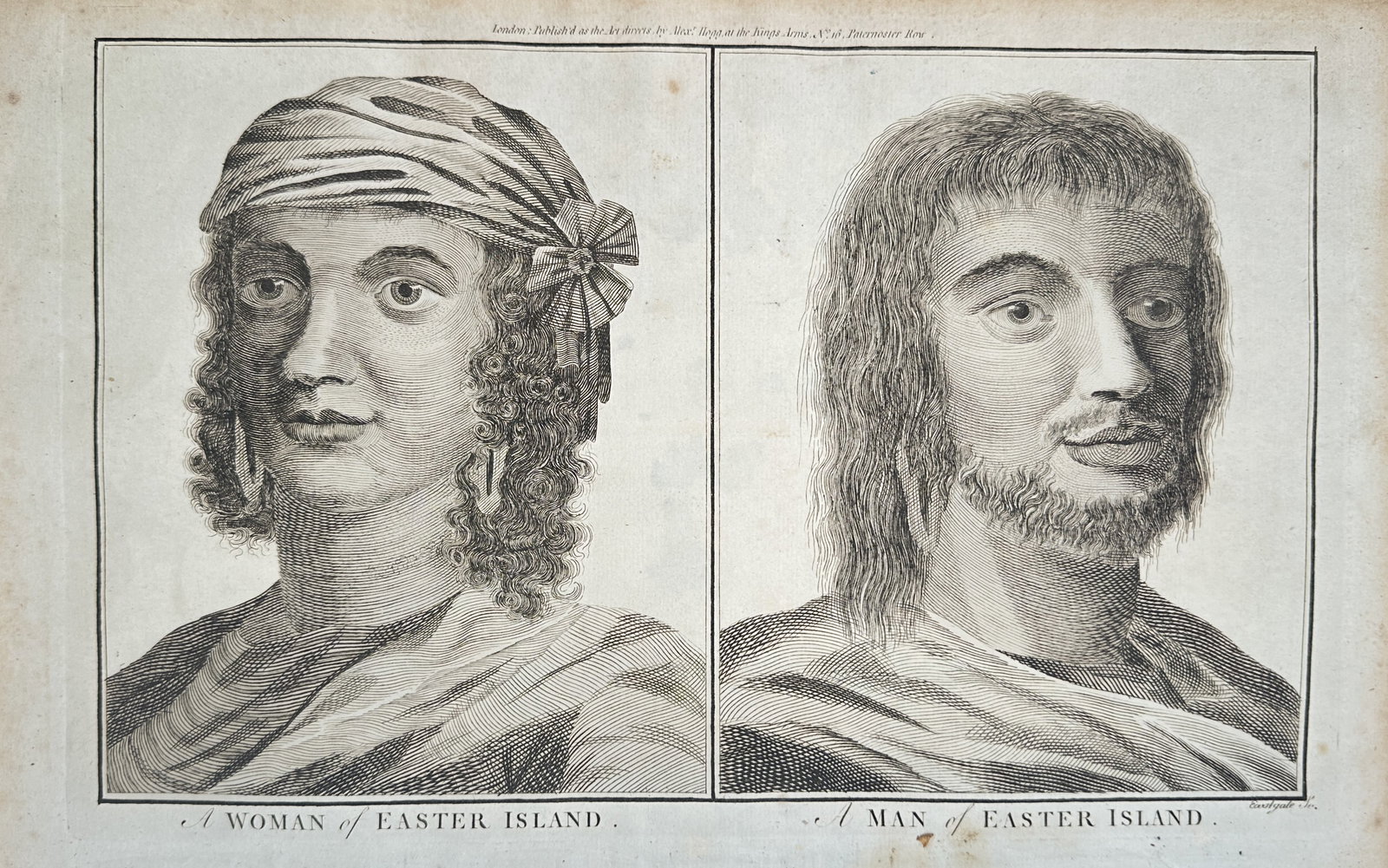 Alexander Hogg – Portraits of a Woman and a Man of Easter Island – Engraving (1 of 2)