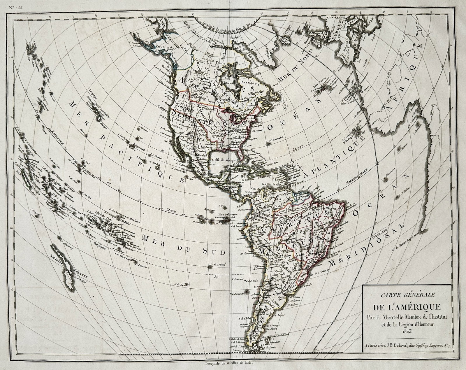 Edme Mentelle – Map of the Americas – Western Hemisphere – Engraving (1823) (1 of 3)