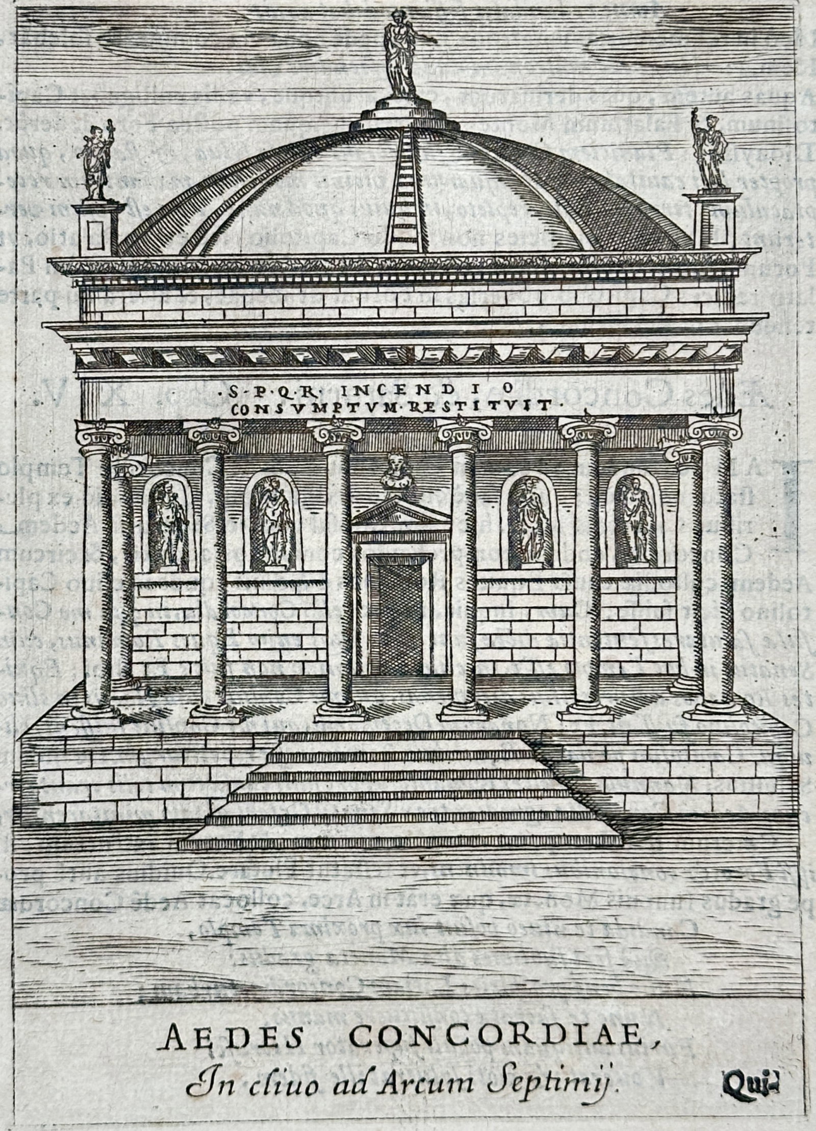 Alessandro Donati – Temple of Concord in Rome – Engraving (17th Century) (1 of 3)