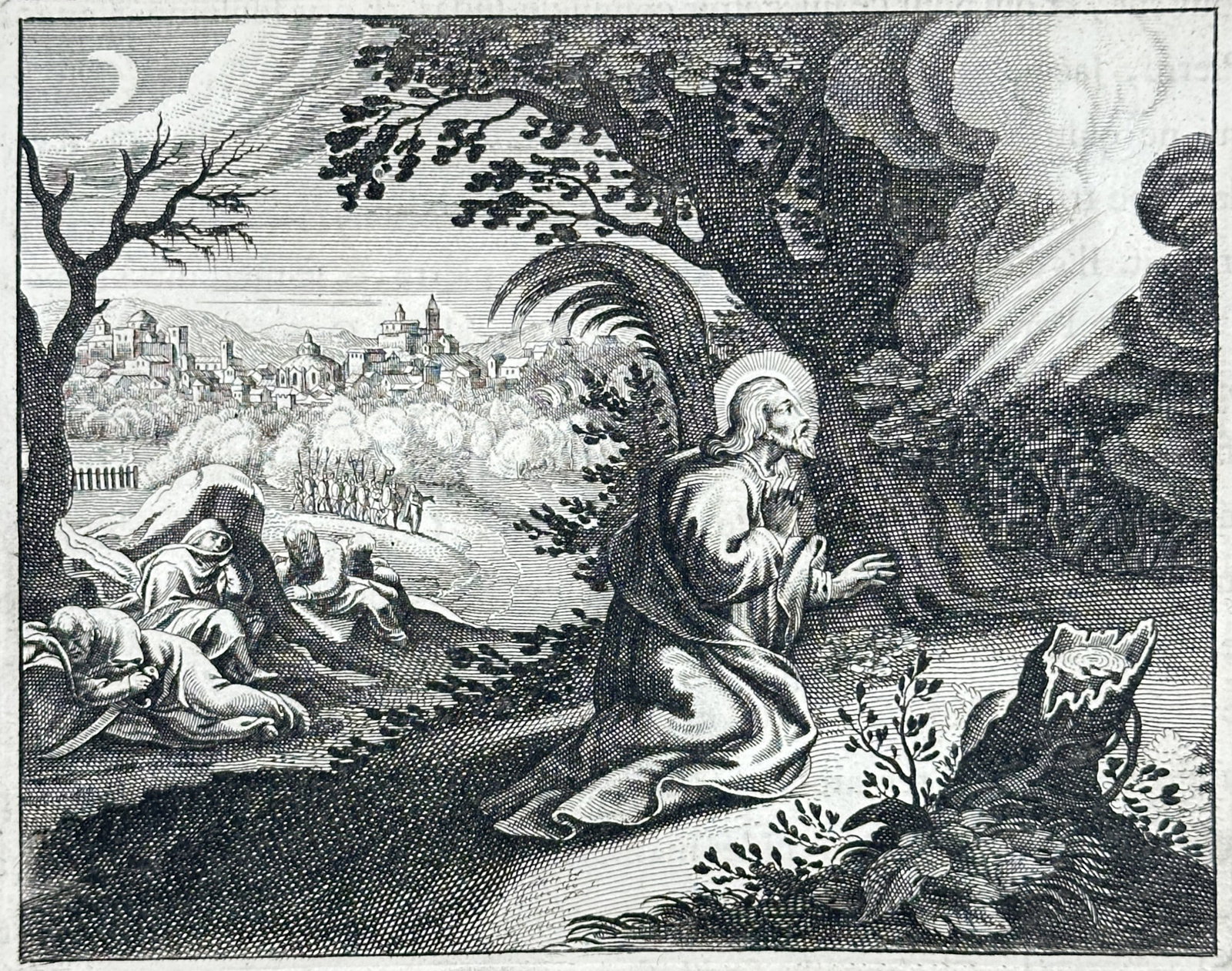 Nicolas Fontaine – The Agony in the Garden – Engraving (17th Century) (1 of 3)