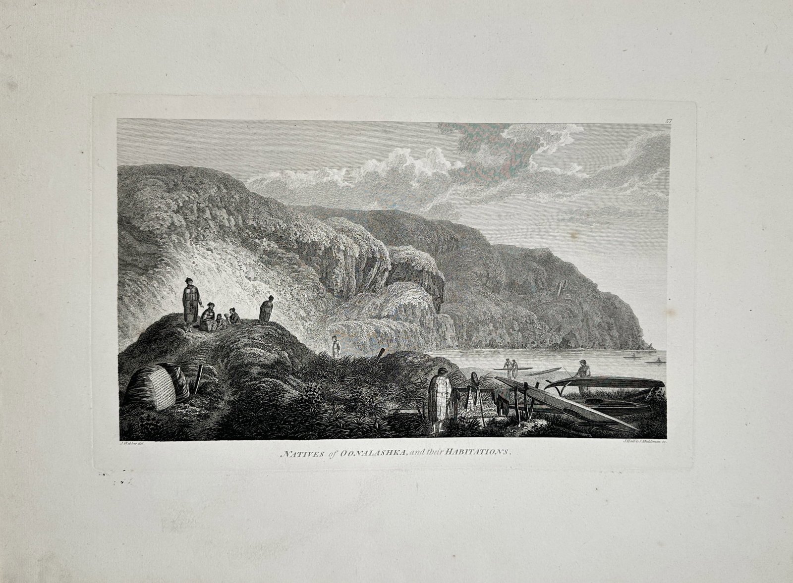 John Webber – Natives of Oonalashka and Their Habitations – Engraving (18th Century) (1 of 2)