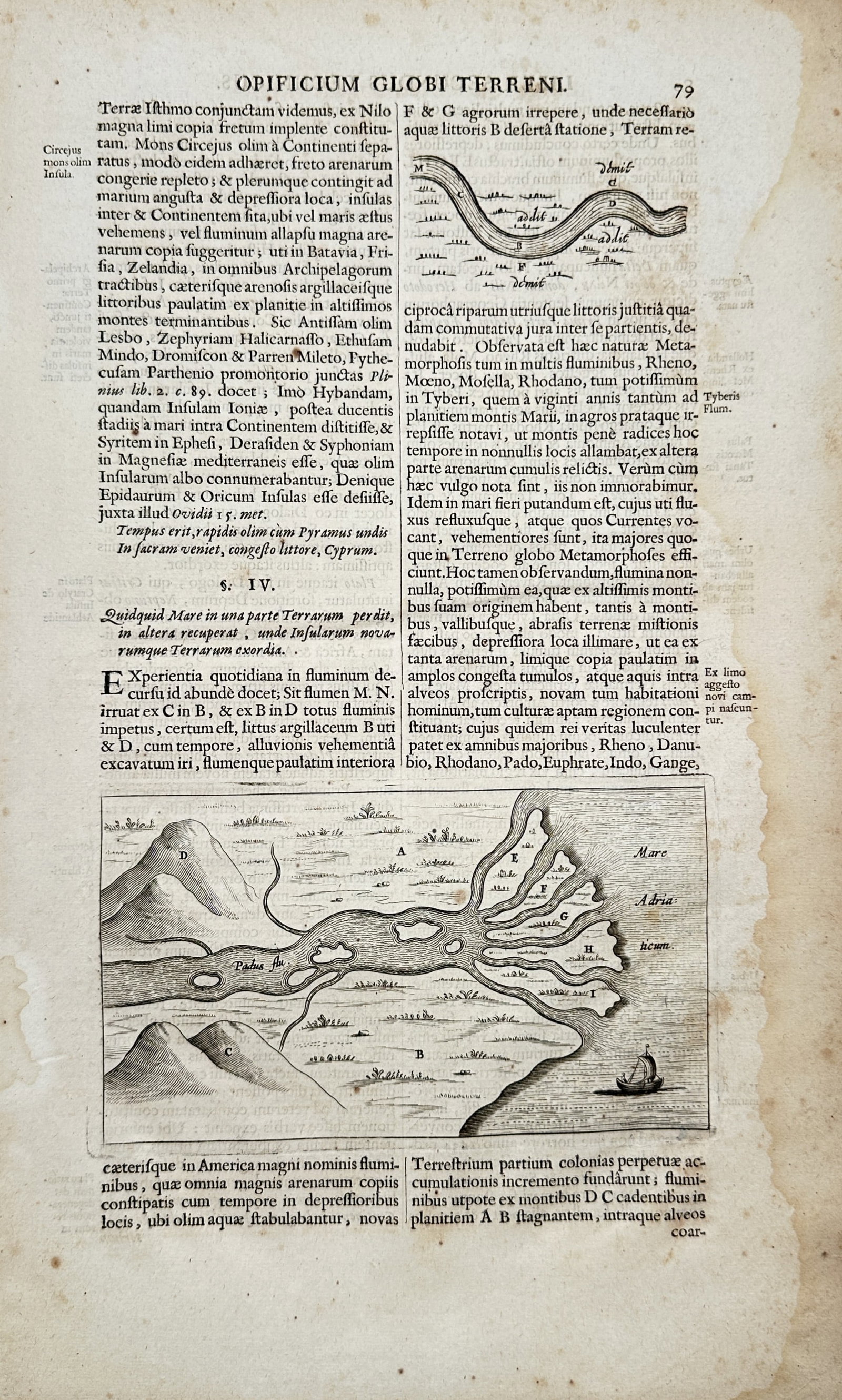 Athanasius Kircher – Geological Hydrography and River Delta Formation – Engraving (17th Century) (1 of 2)