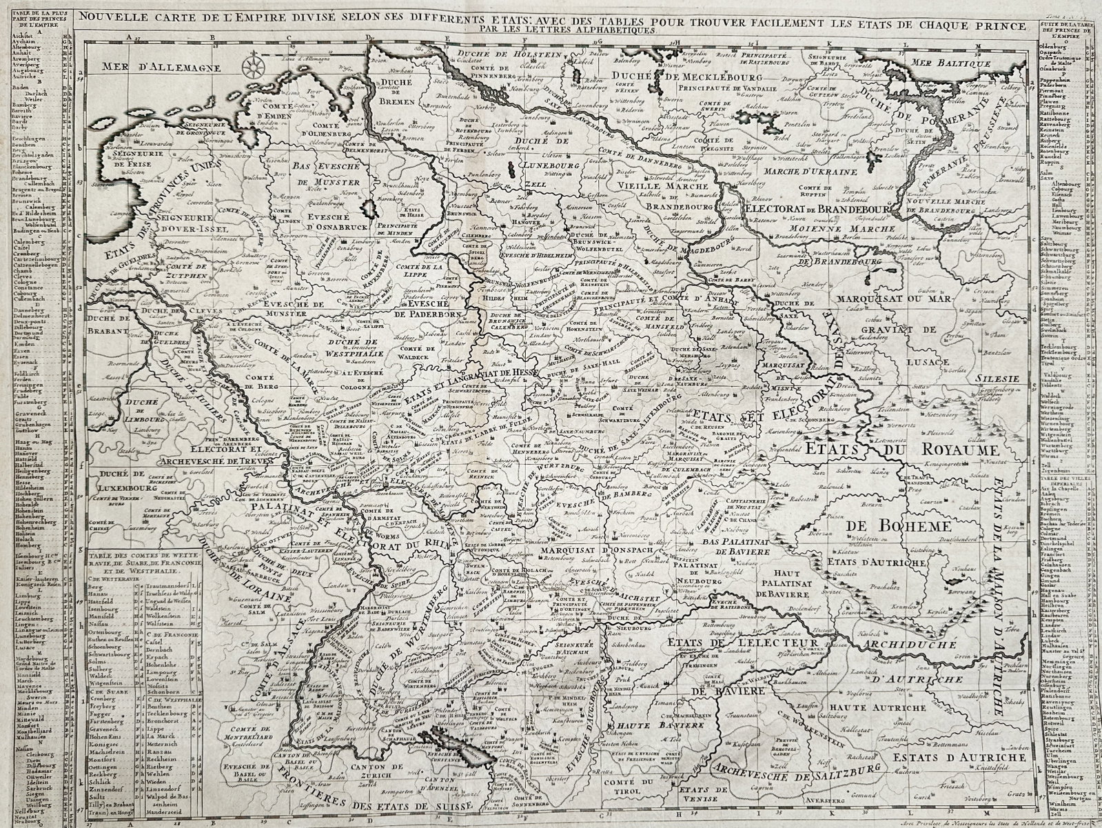 Henri Abraham Chatelain – Map of the Holy Roman Empire – Germany – Engraving (18th Century) (1 of 3)