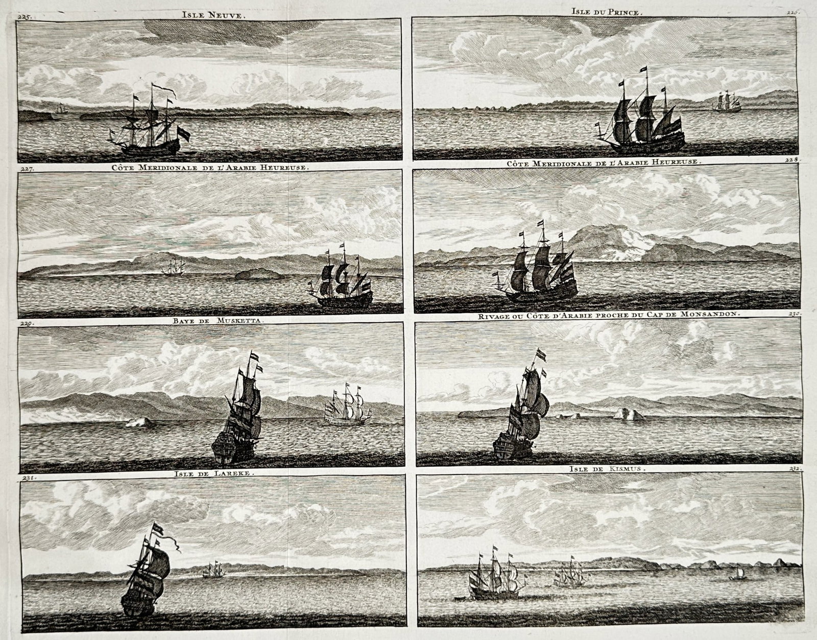 Cornelis de Bruijn – Coastal Profiles of Arabia Felix and the Persian Gulf – Engraving (18th (1 of 3)