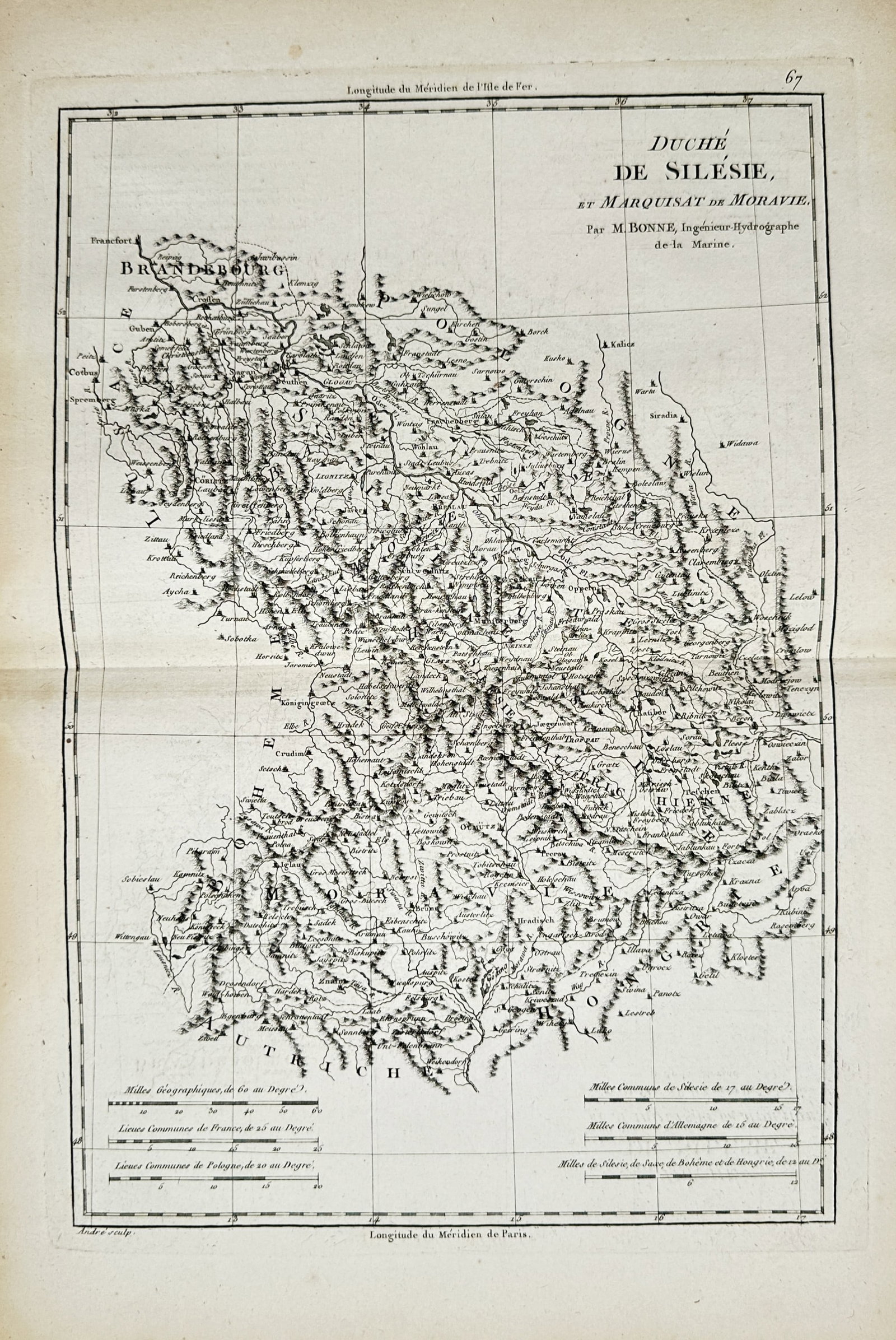 Rigobert Bonne – Map of the Duchy of Silesia and the Margraviate of Moravia – Central Europe (1 of 2)