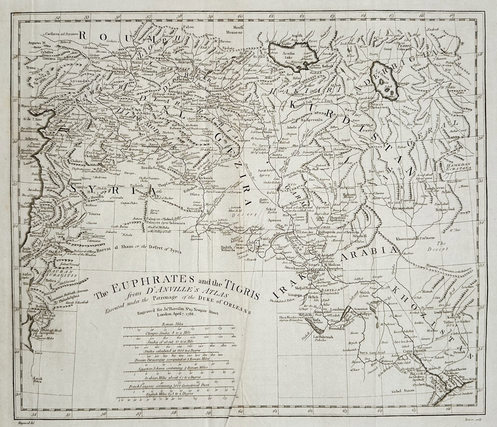 Jean-Baptiste Bourguignon d'Anville – Map of the Euphrates and Tigris – Middle East – (1 of 3)