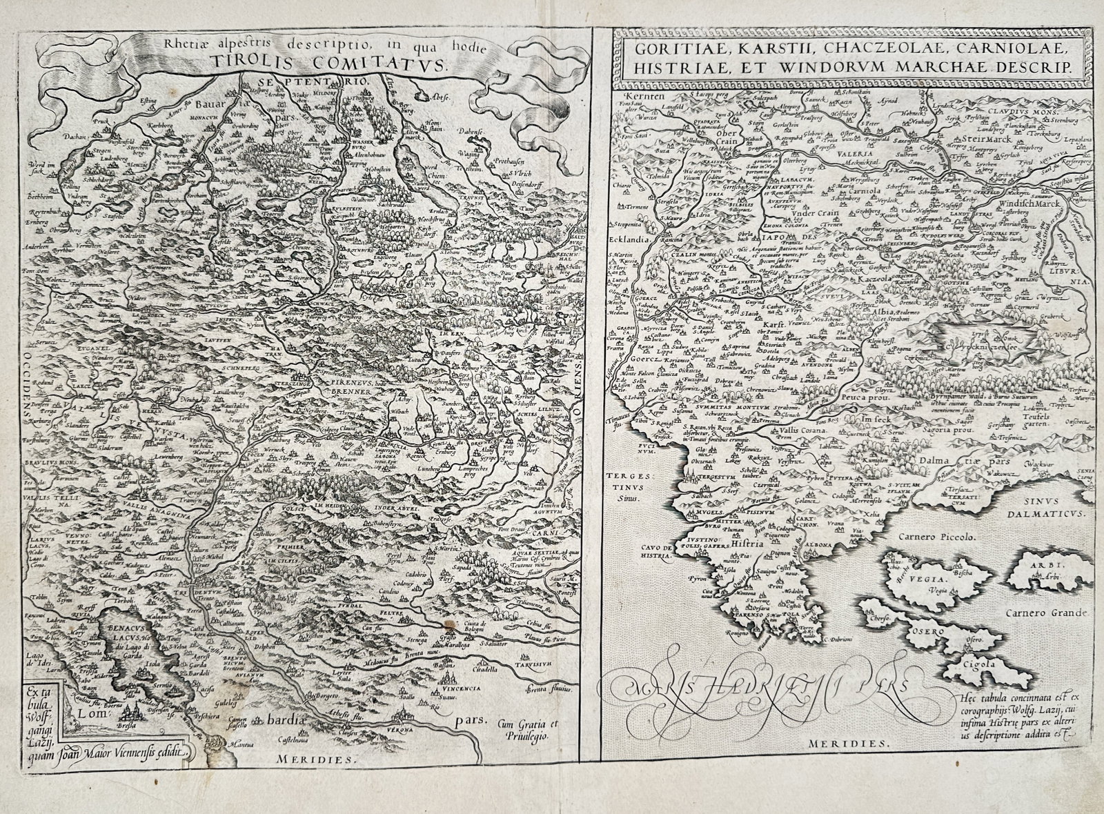 Abraham Ortelius – Map of Tyrol, Gorizia, Carniola, and Istria – Southeastern Europe – (1 of 2)