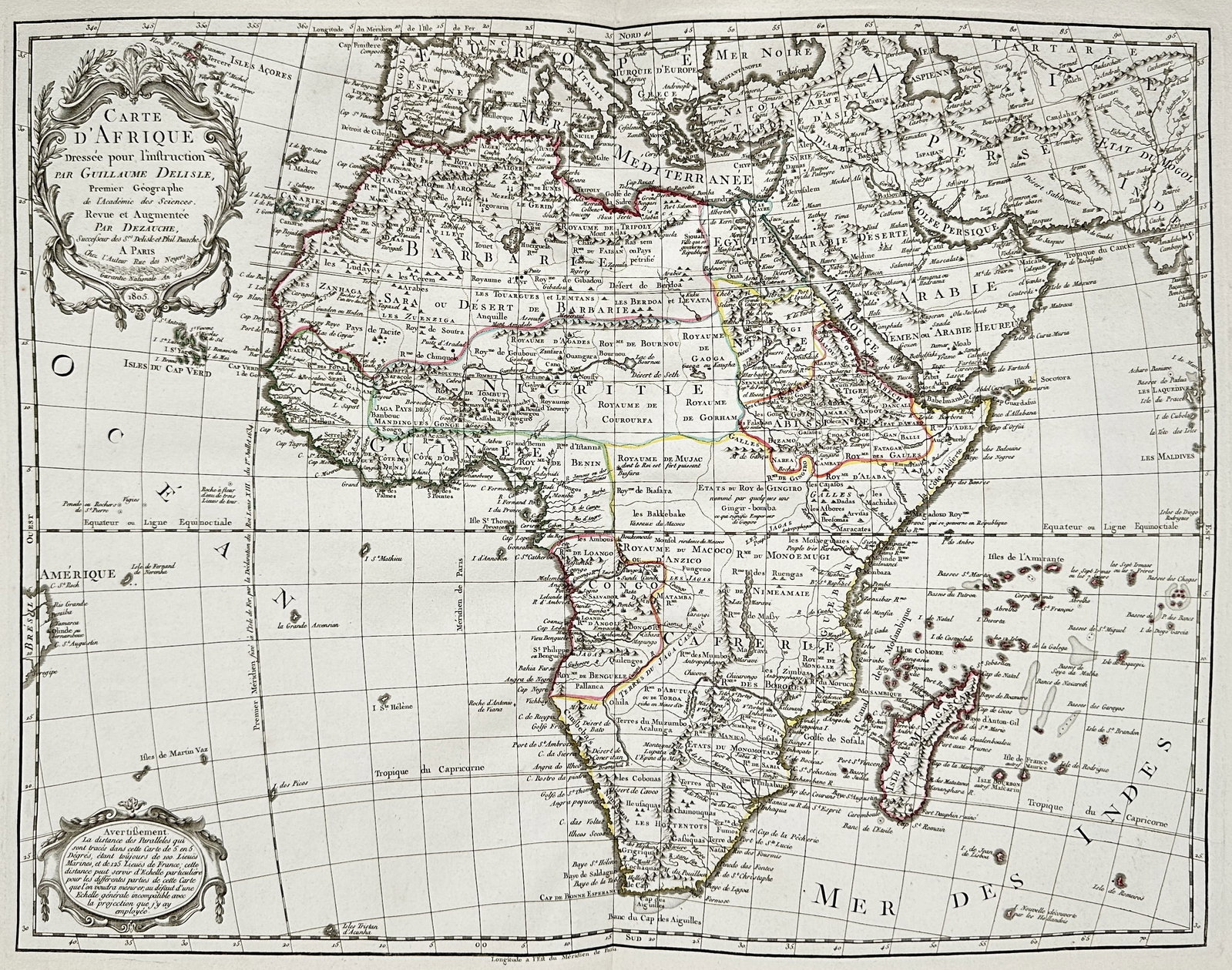 Guillaume Delisle – Map of Africa – Engraving (1805) (1 of 2)