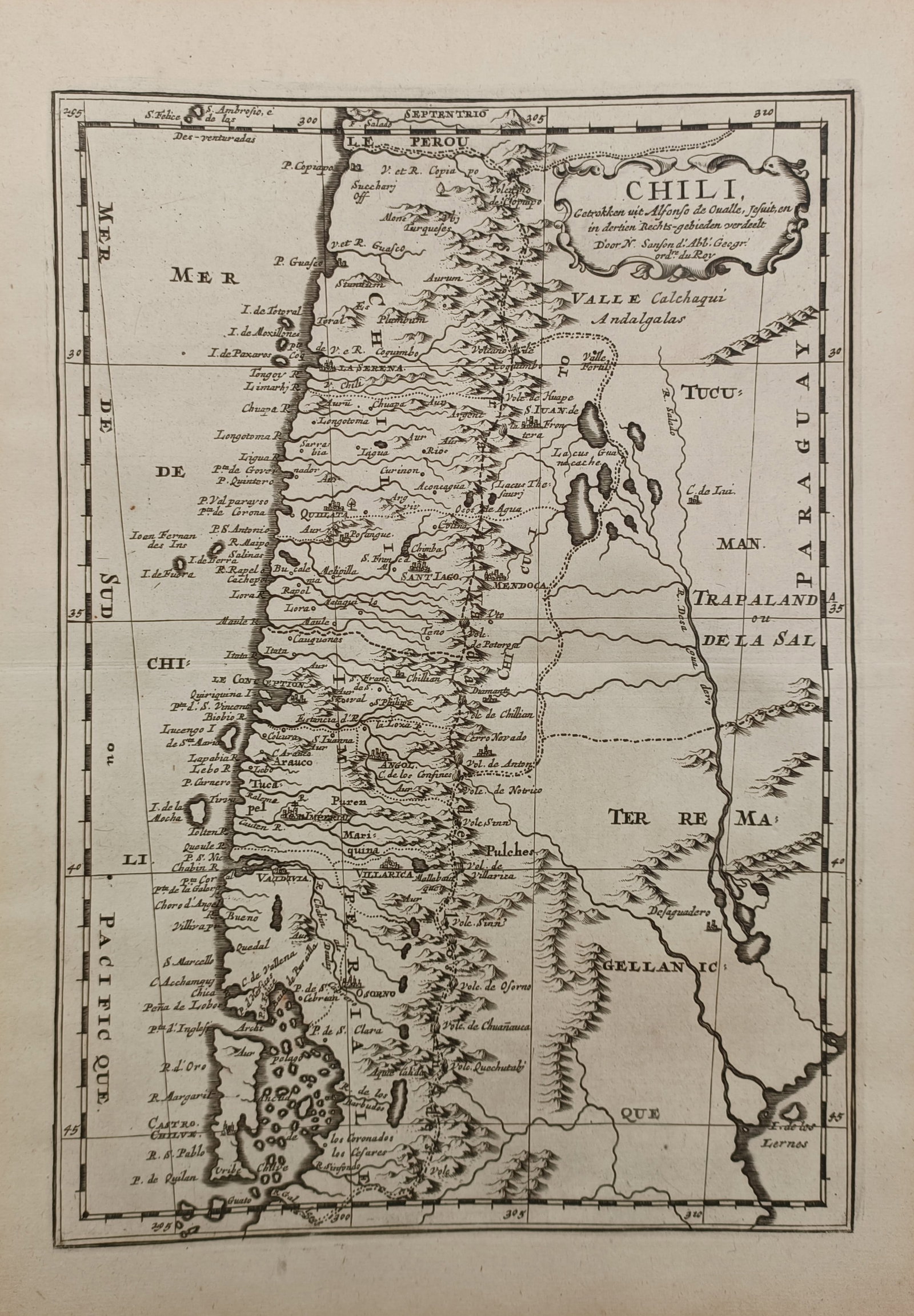 Nicolas Sanson – Map of Chile – South America – Engraving (17th Century) (1 of 2)