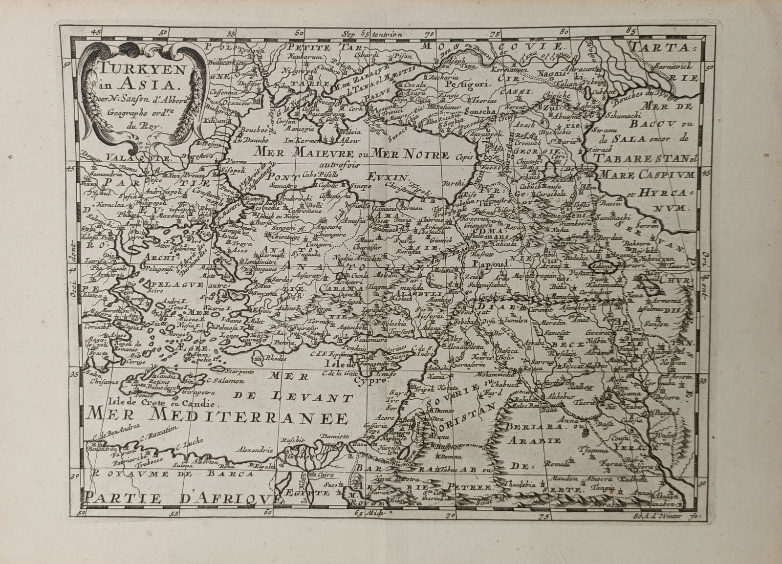 Nicolas Sanson – Map of Turkey in Asia – Middle East – Engraving (17th Century) (1 of 2)