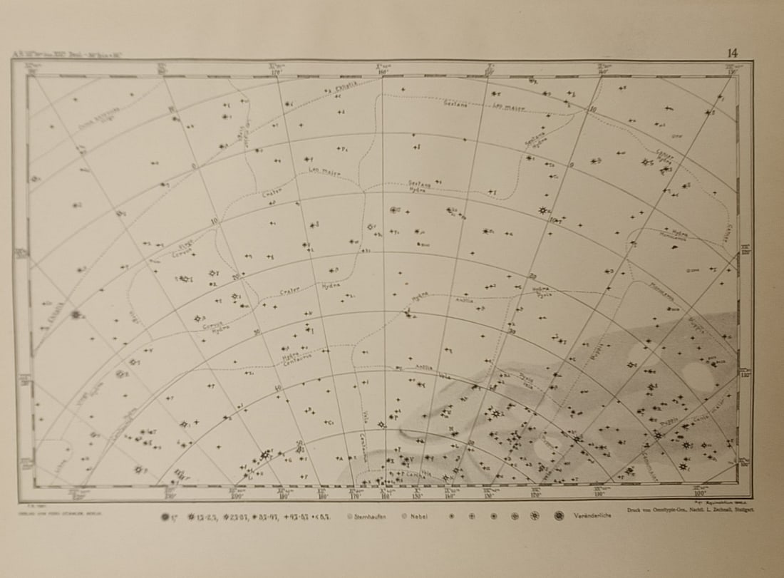 Julius Hoffmann Verlag – Map of the Hydra and Corvus Celestial Region – Germany – Lithograph (1 of 2)