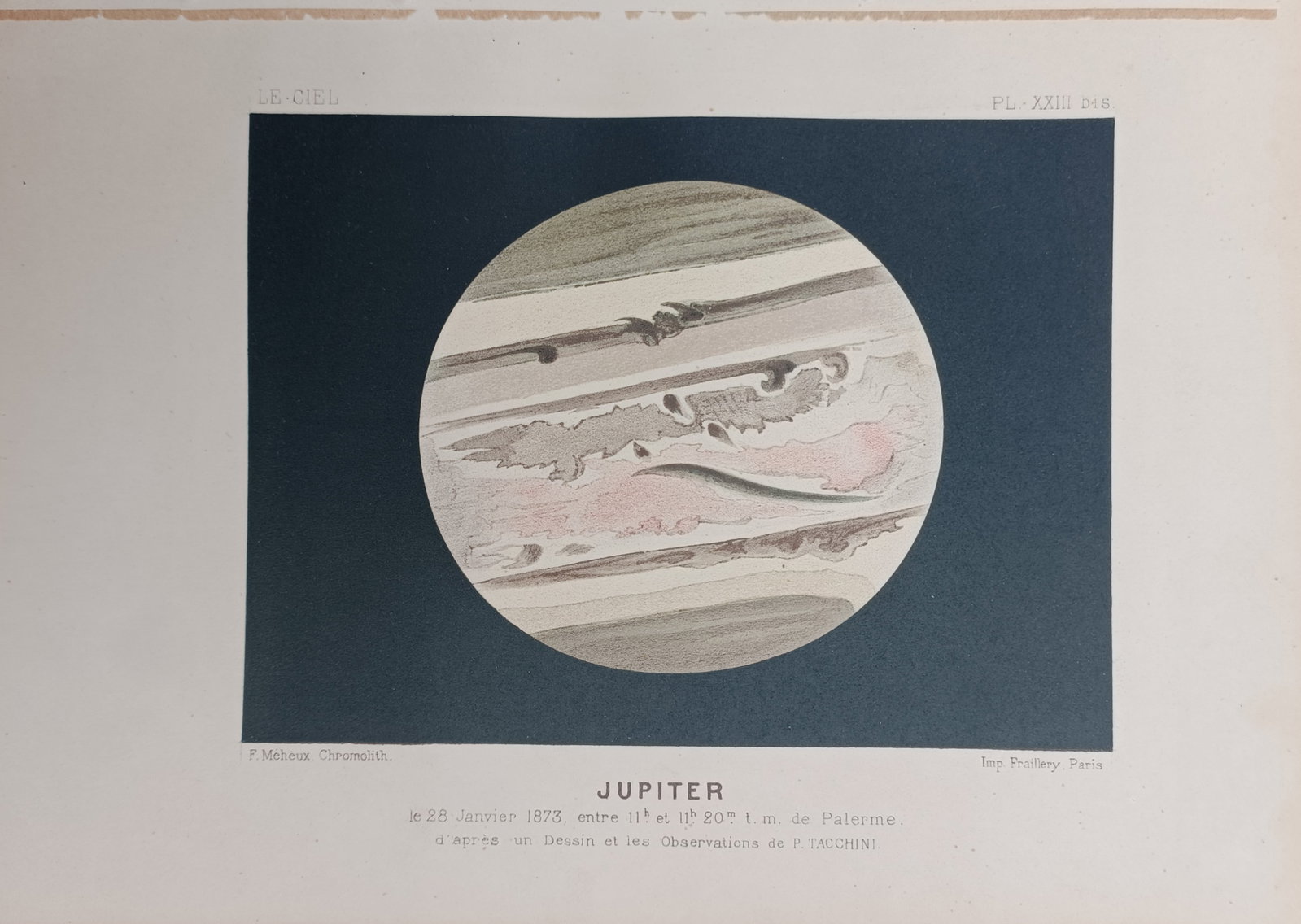 Amédée Guillemin – Telescopic View of the Planet Jupiter – Lithograph (19th Century) (1 of 2)