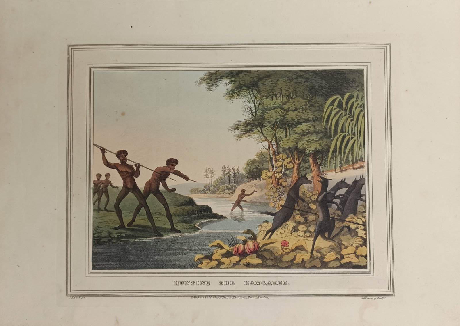 John Heaviside Clark – Hunting the Kangaroo – Aquatint (1813) (1 of 2)