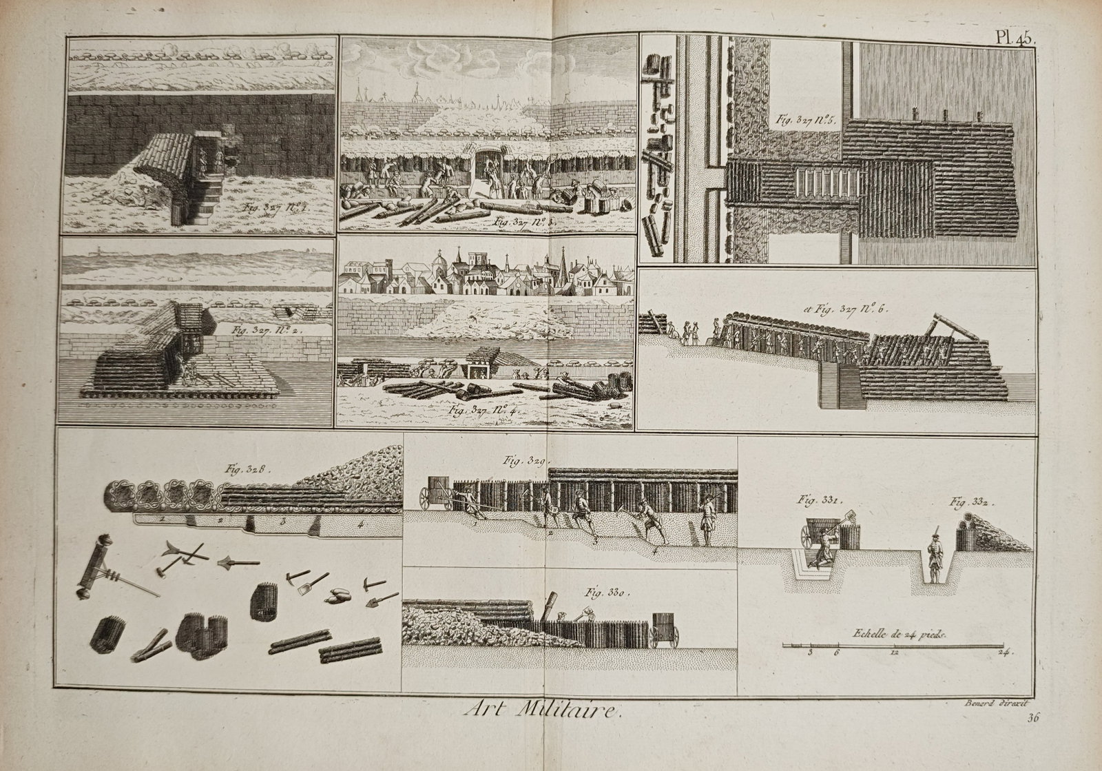 Robert Benard – Military Engineering and Fortification Construction – Engraving (18th Century) (1 of 2)