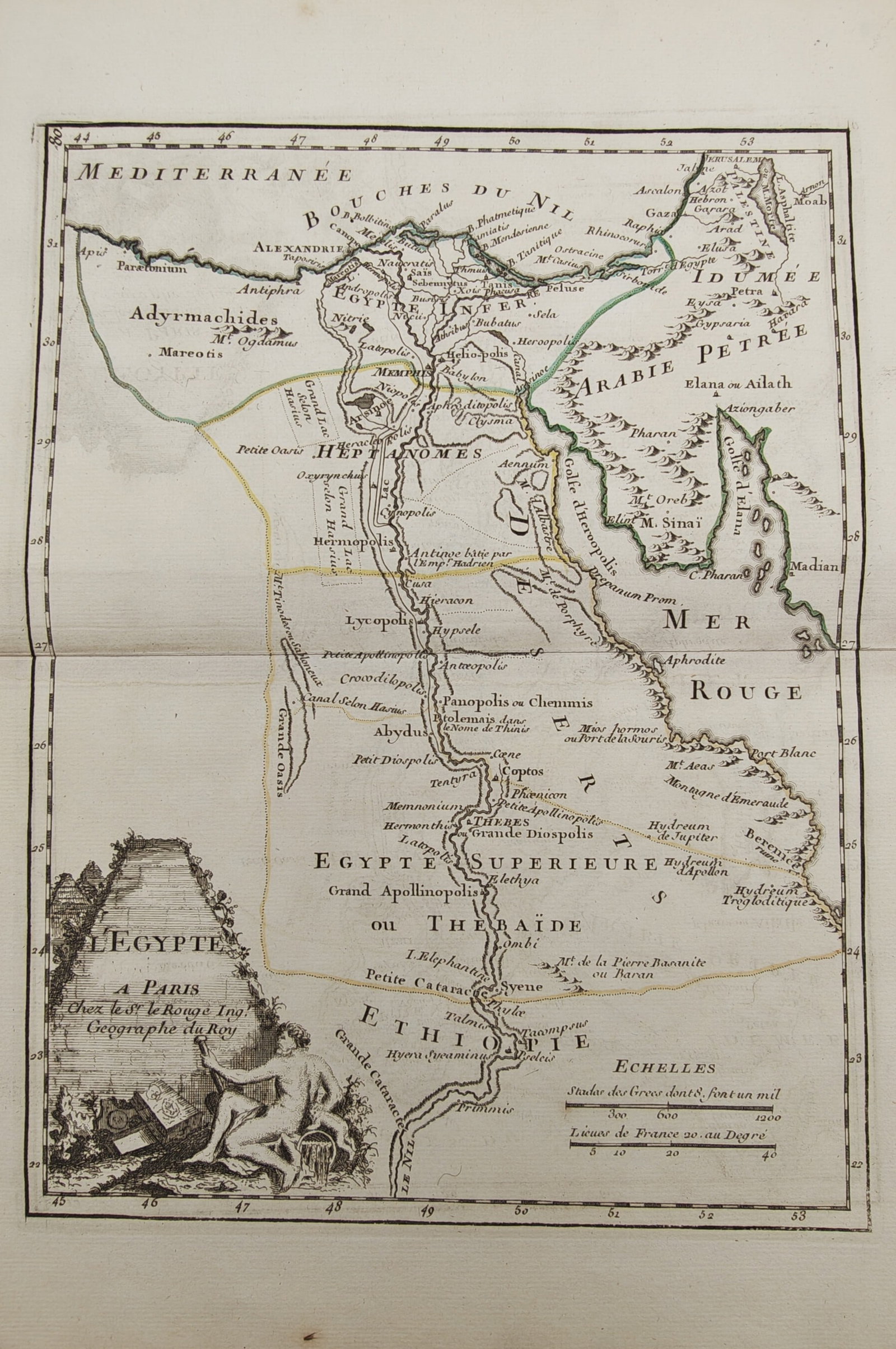 Georges-Louis Le Rouge – Map of Ancient Egypt – Engraving (18th Century) (1 of 2)