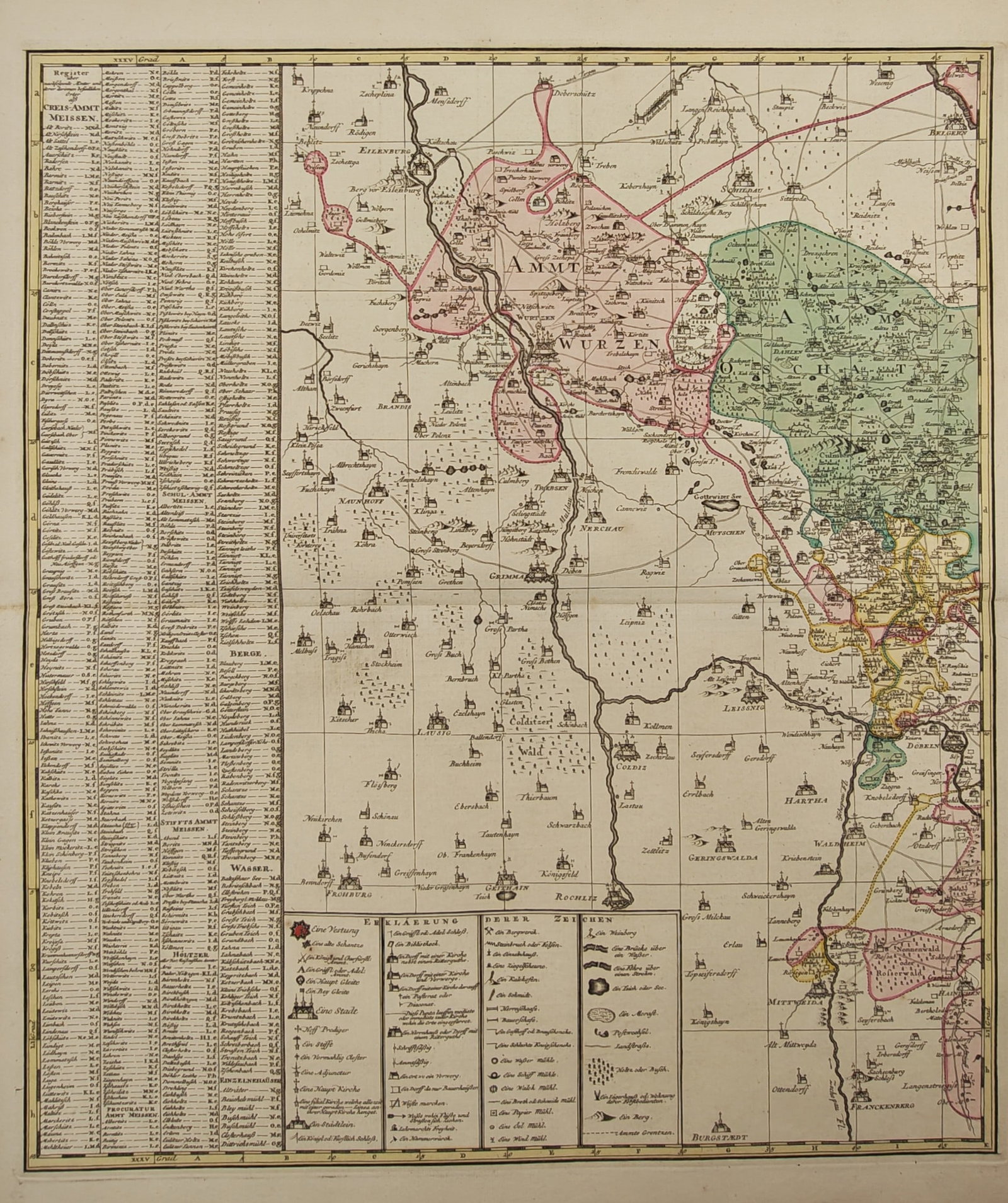 Philippe Vandermaelen – Map of Central Europe and Regional Topography – Belgium – Lithograph: "Atlas Universel de Geographie" presents an expansive regional topographical map detailing territorial boundaries, settlements, river systems, road networks, and extensive gazetteer indices. The hand-