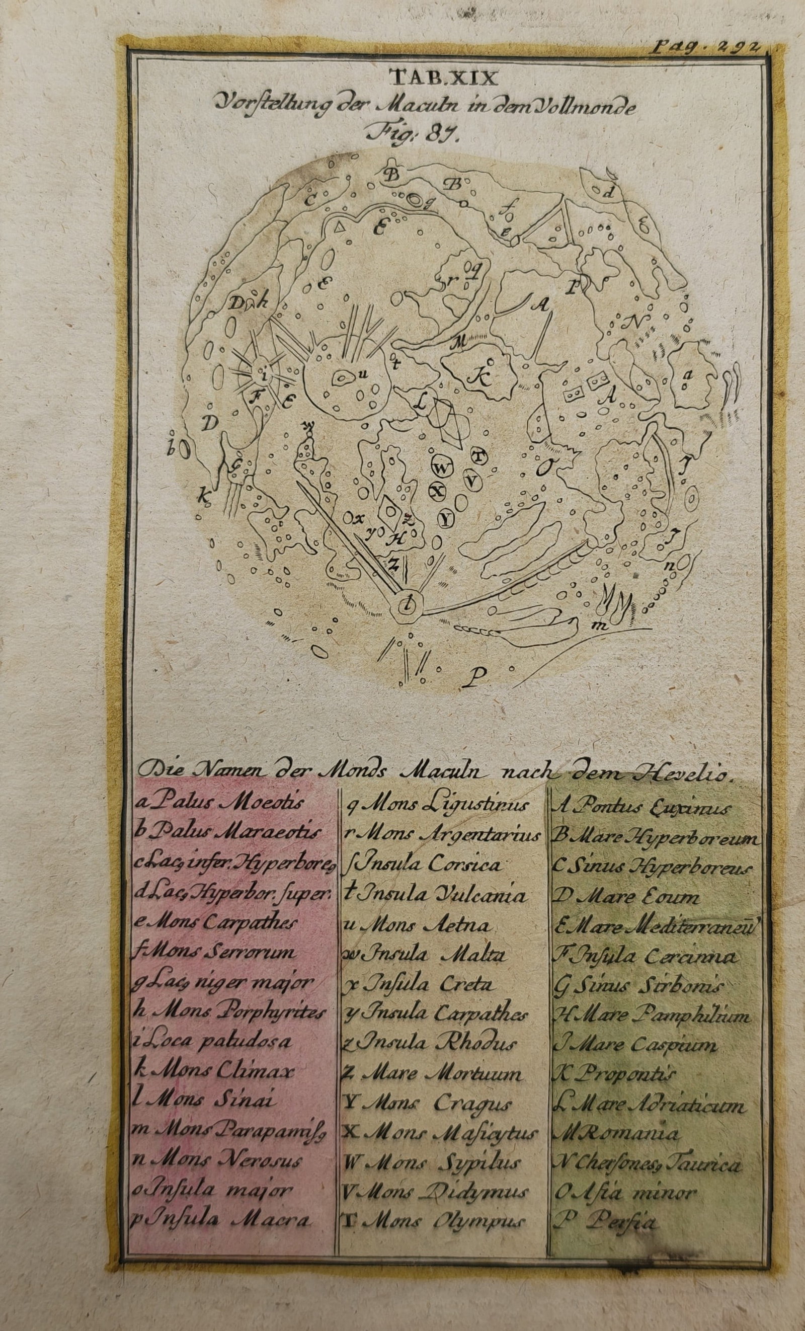Johann Leonhard Rost – Selenographical Map of Full Moon Features after Hevelius – Engraving (1 of 2)
