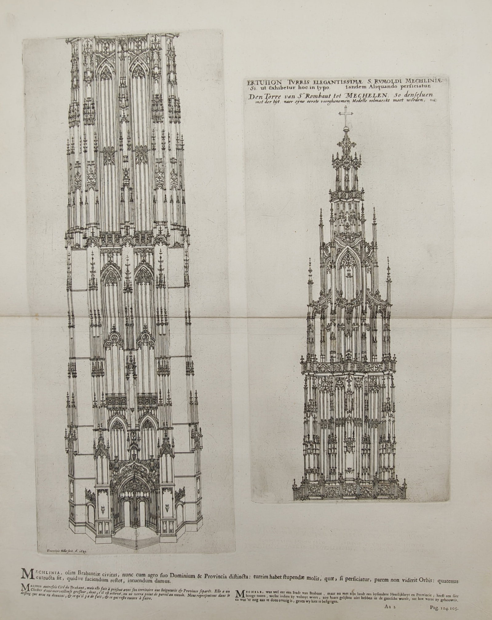 Jacobus Le Roy – Architectural Elevation and Projected Spire of Saint Rumbold's Tower – (1 of 2)