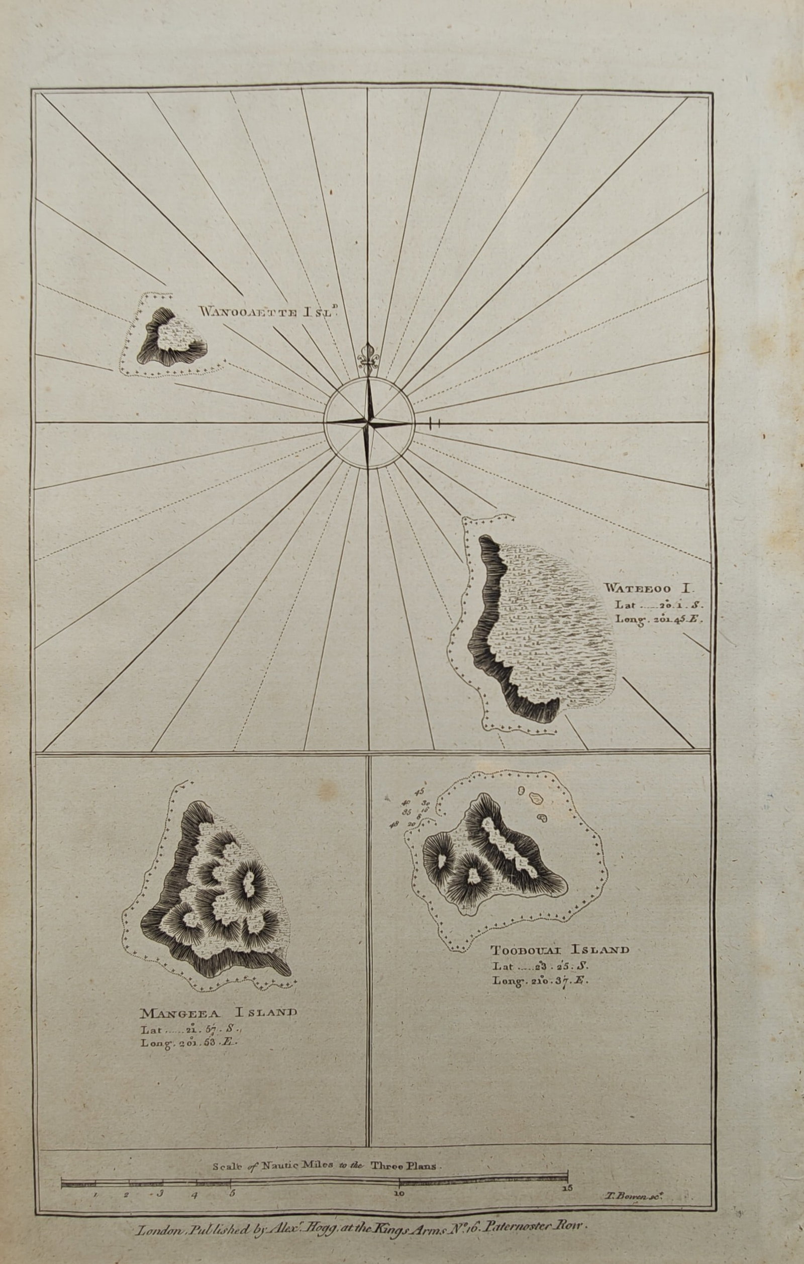 Alexander Hogg – Map of Wateeoo, Wenooaette, Mangeea, and Toobouai Islands – Engraving (1 of 2)