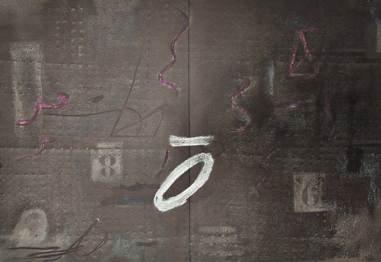 Antoni Tàpies,after – Abstract Composition with Numbers and Calligraphic Signs – Offset print (1 of 2)