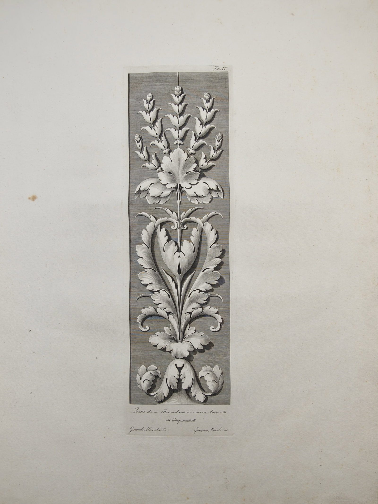 Giocondo Albertolli – Neoclassical Foliate Arabesque Bas-Relief Panel – Engraving (1782) (1 of 2)