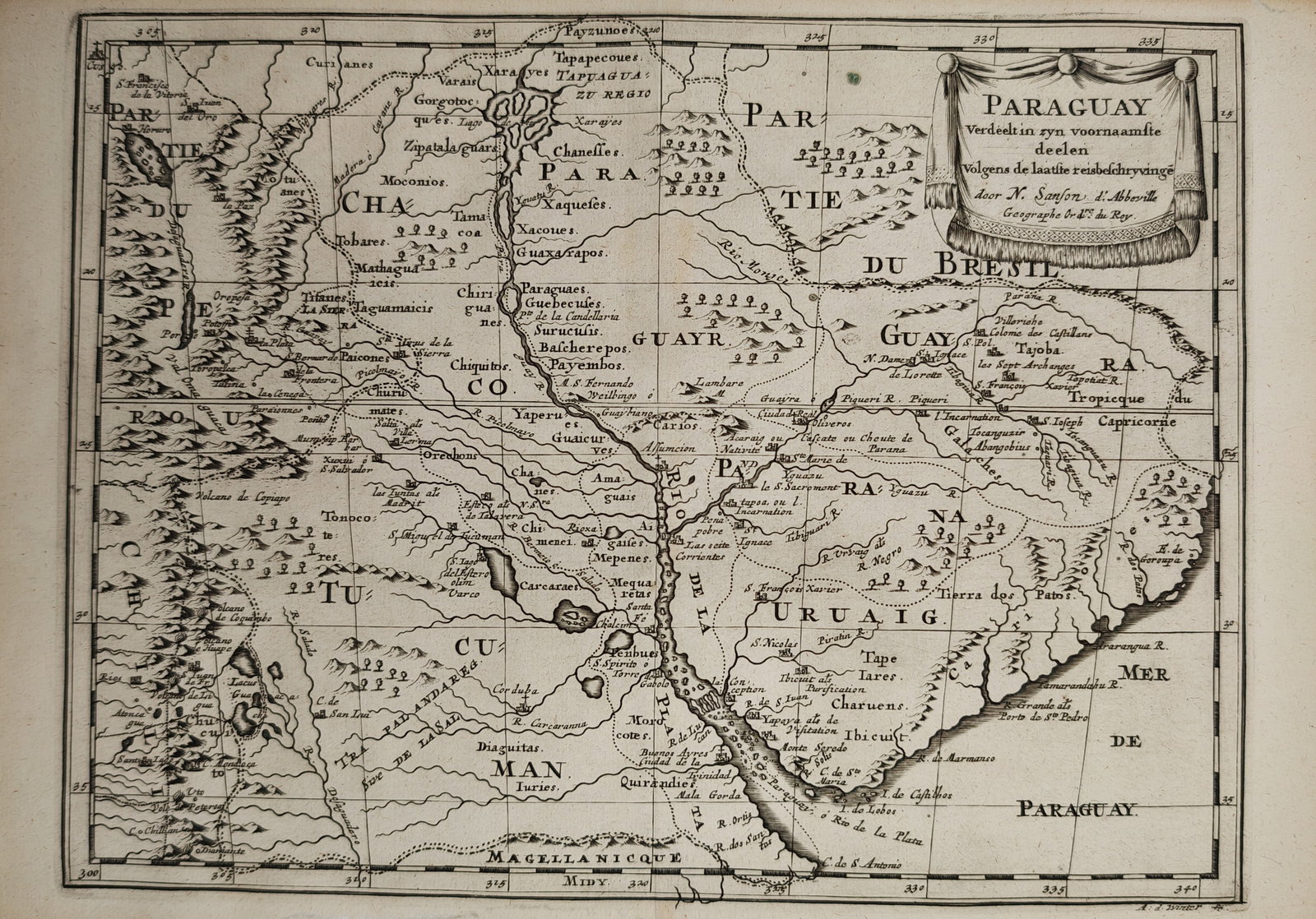Nicolas Sanson – Map of Paraguay and the Rio de la Plata Region – South America – Engraving (1 of 2)