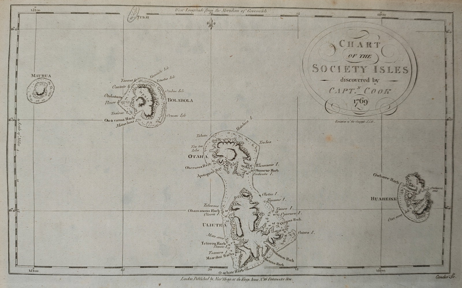 Alexander Hogg – Map of the Society Isles – Polynesia – Engraving (18th Century) (1 of 2)