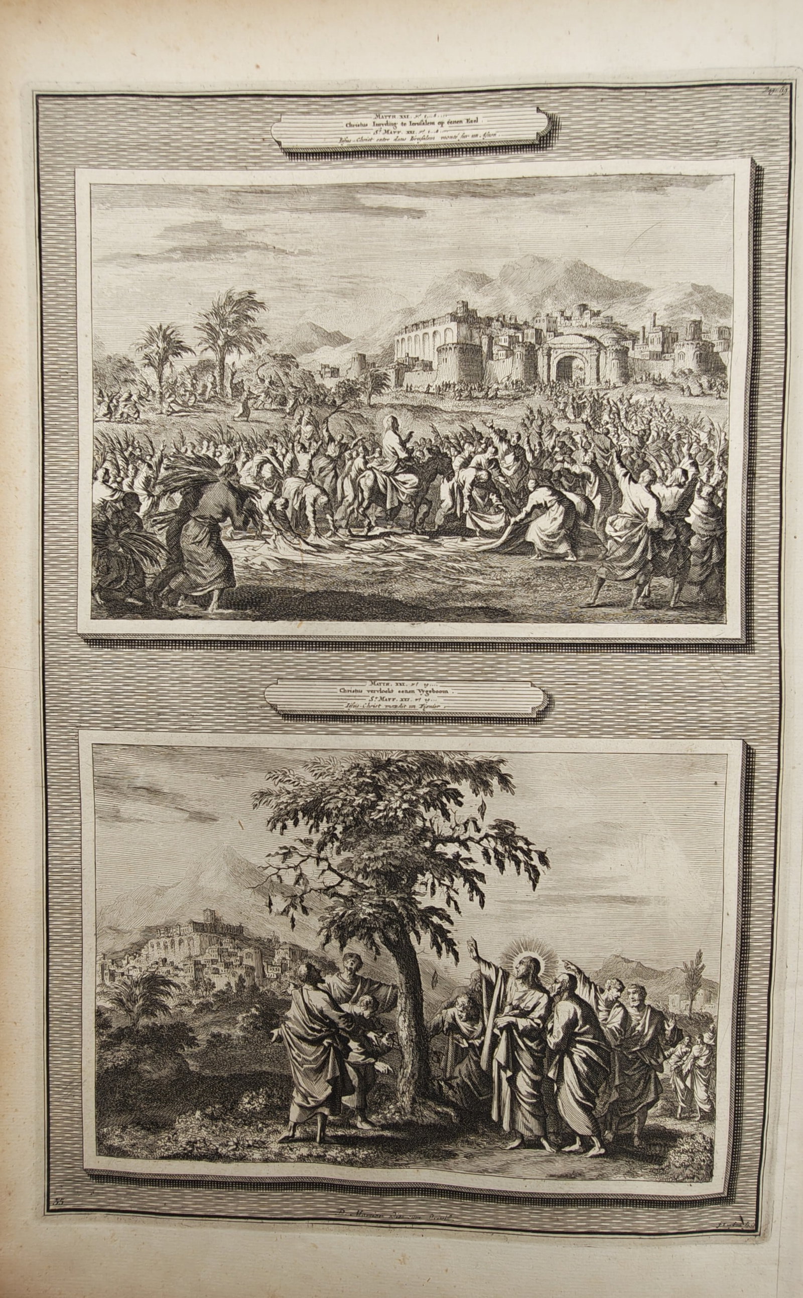Pieter Mortier – Biblical Scenes of Christ's Entry into Jerusalem and the Cursing of the Fig Tree (1 of 2)