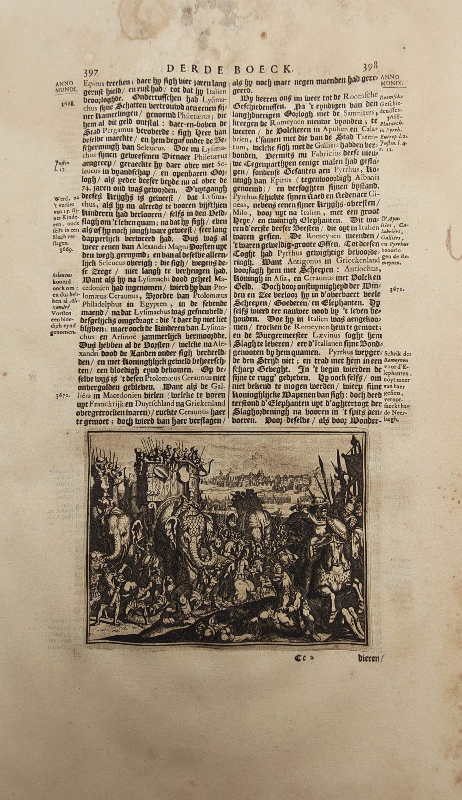 Johann Ludwig Gottfried – Historical Battle Scene with War Elephants and Armored Cavalry (1 of 2)