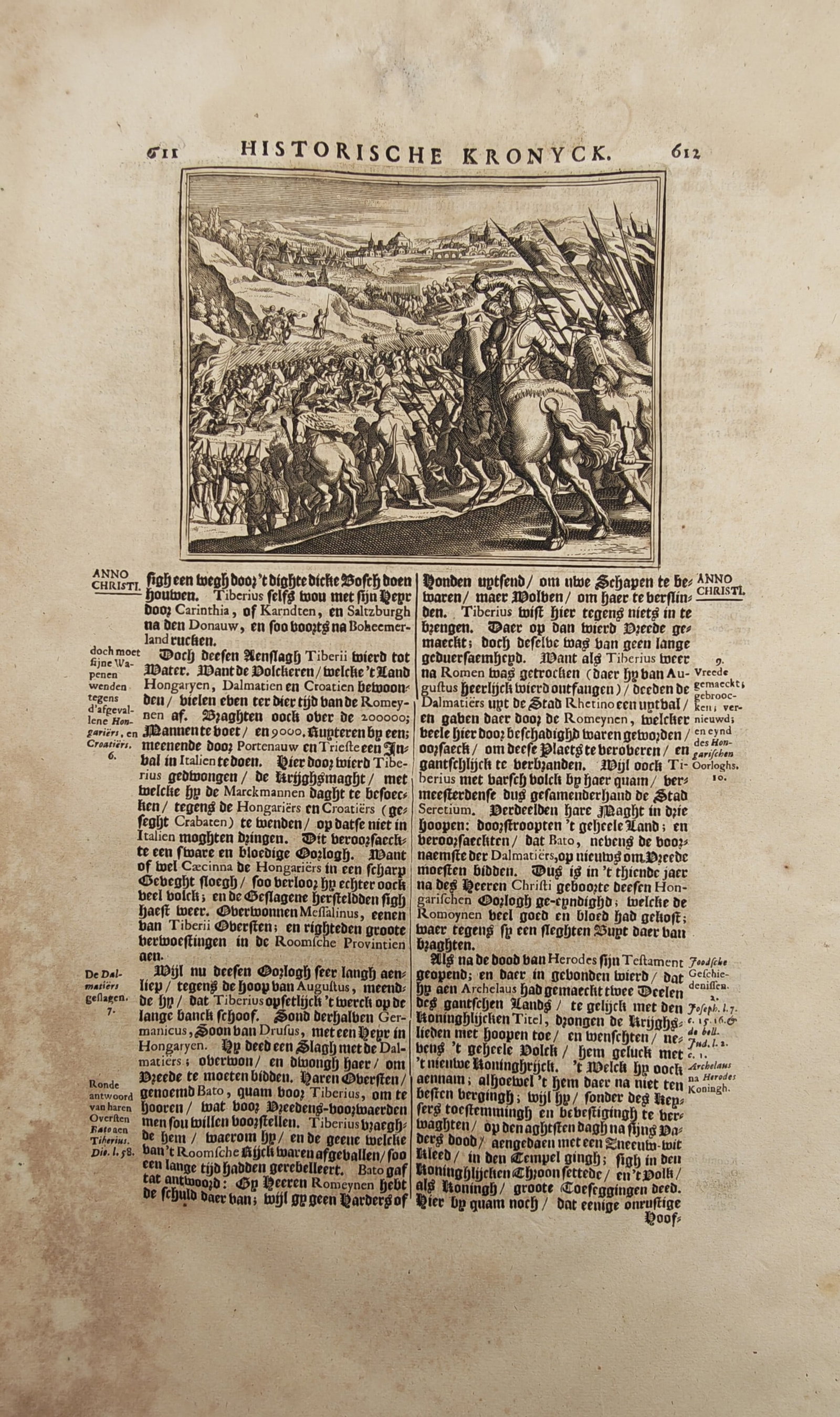 Johann Ludwig Gottfried – Historical Battle Scene with Roman Soldiers and Cavalry – Engraving (1 of 2)