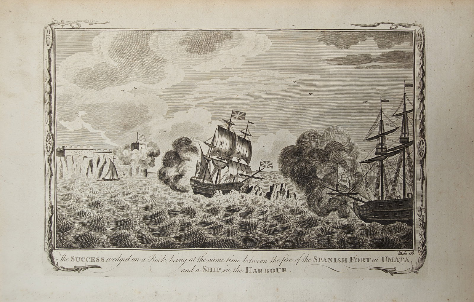 Alexander Hogg – Maritime Engagement of the Success Wedged on a Rock at Umata – Engraving (1 of 2)