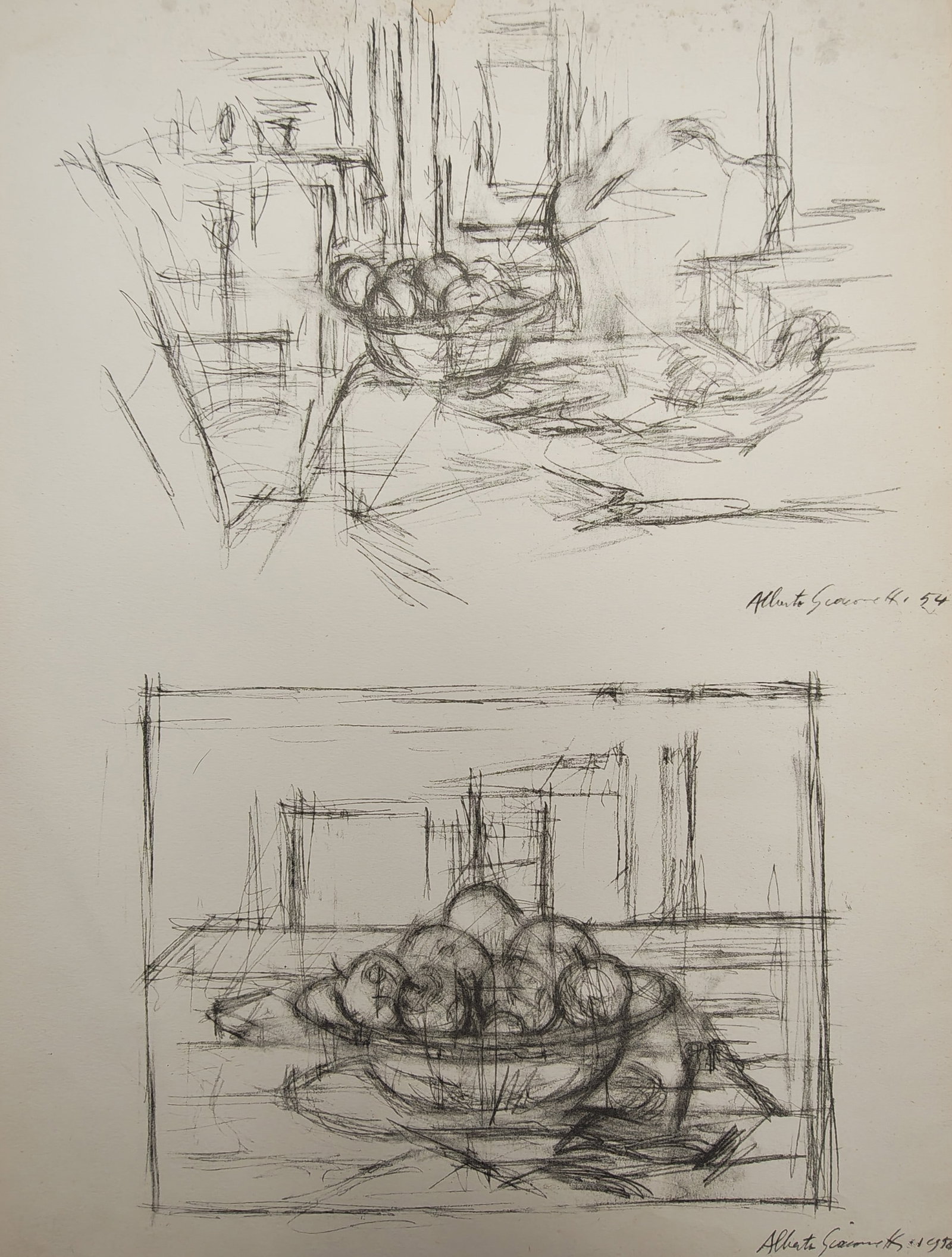 Alberto Giacomett,afteri – Still Life Studies of Fruit in a Bowl – Offset print (20th Century) (1 of 2)
