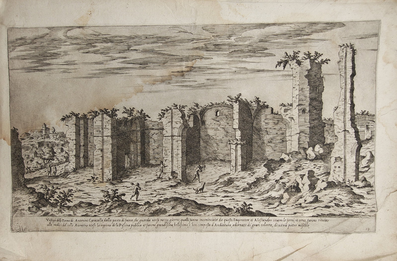 Étienne Dupérac – View of the Ruins of the Baths of Caracalla in Rome – Etching (16th Century) (1 of 2)