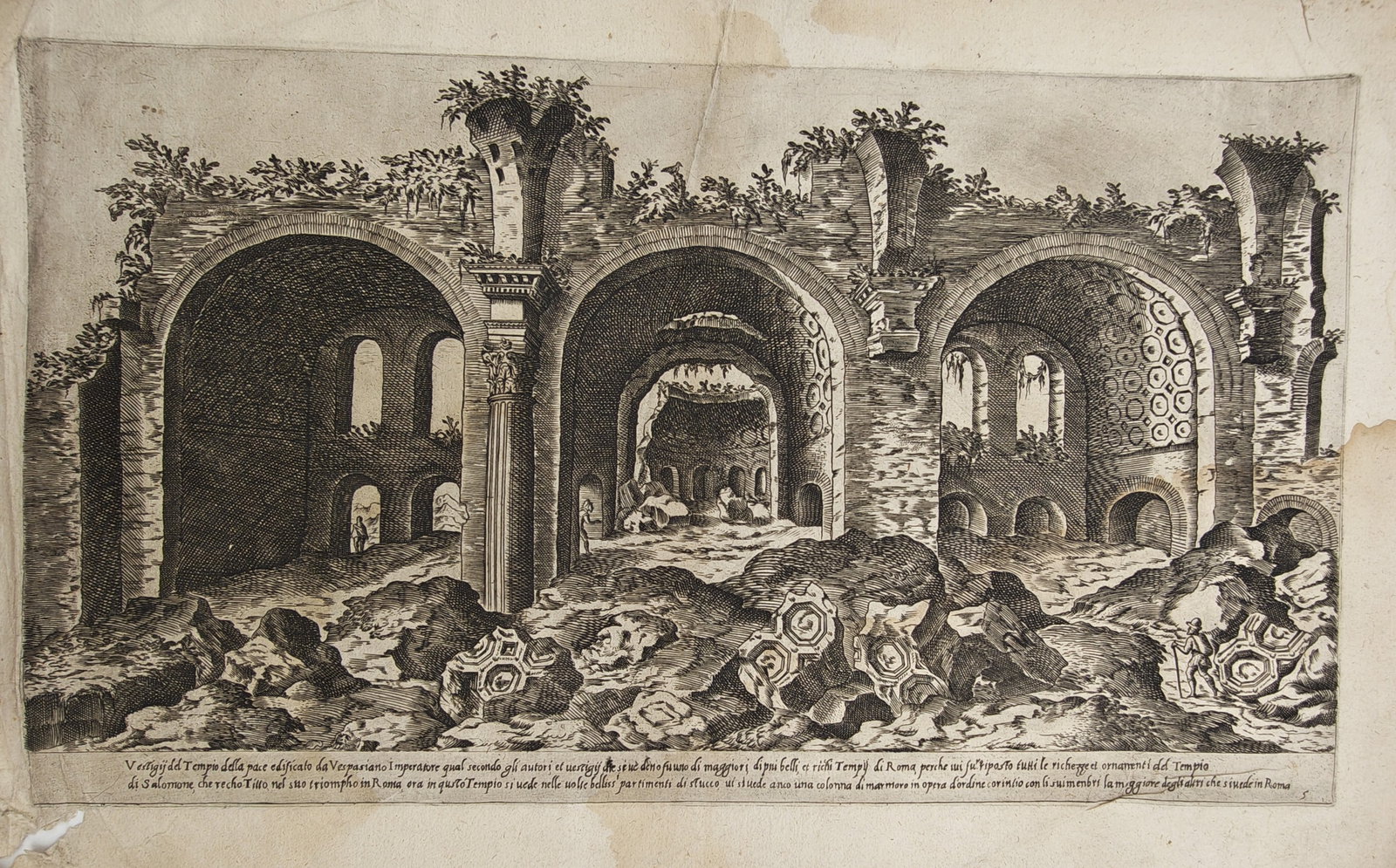 Étienne Dupérac – Architectural View of the Ruins of the Basilica of Maxentius in Rome – (1 of 2)