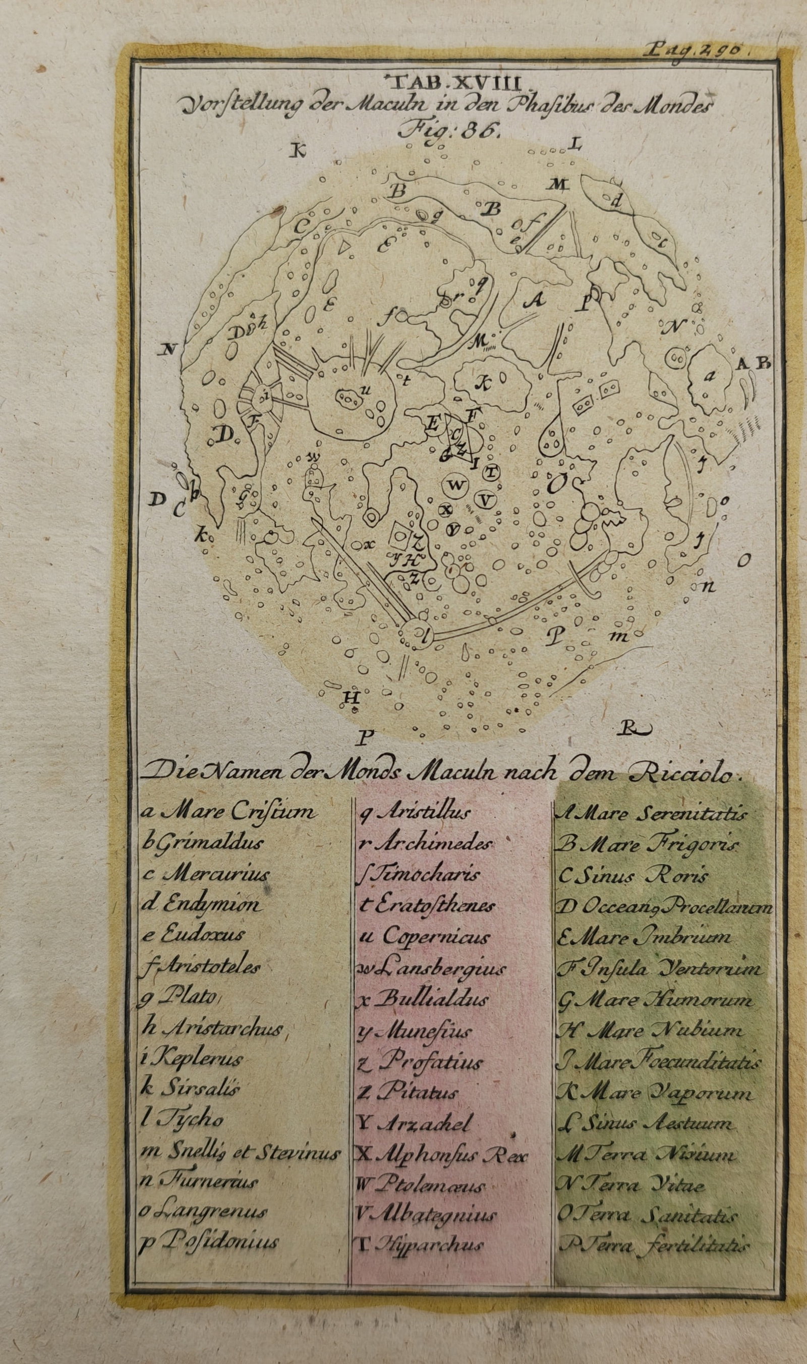 Johann Leonhard Rost – Selenographic Chart of Lunar Features after Riccioli – Engraving (1 of 2)