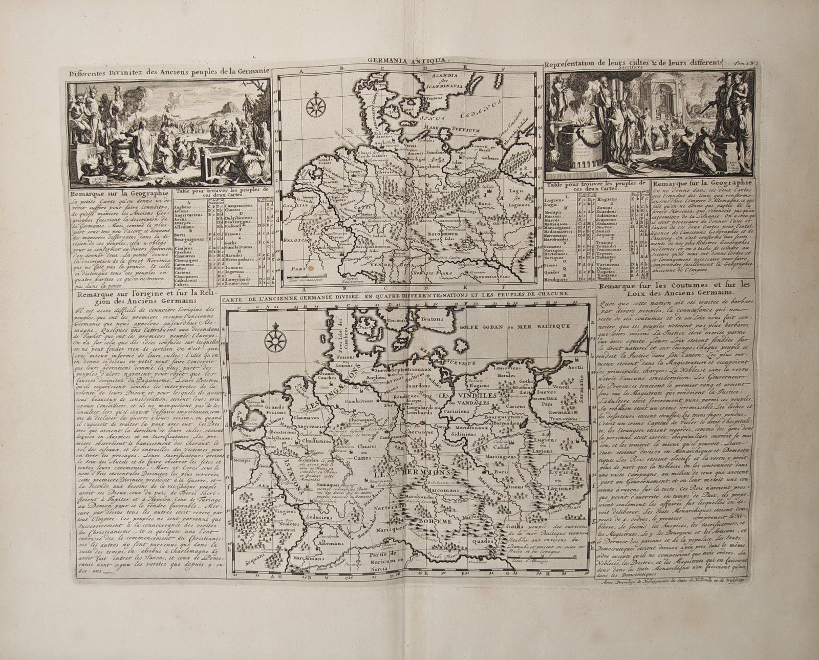 Henri Abraham Châtelain – Historical Study of Ancient Germania with Maps – Engraving (1 of 2)