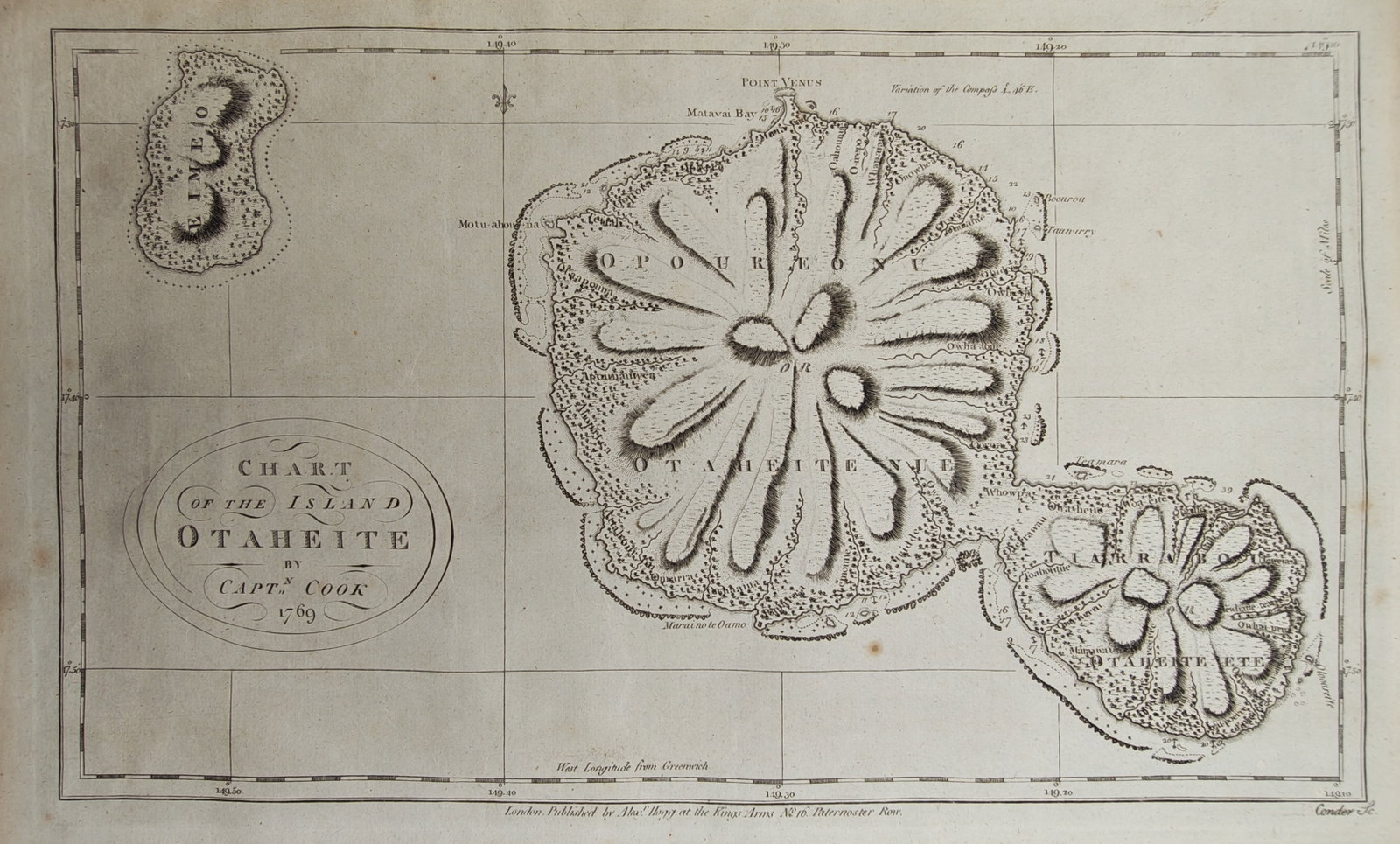 Alexander Hogg – Map of Tahiti – French Polynesia – Engraving (18th Century) (1 of 2)