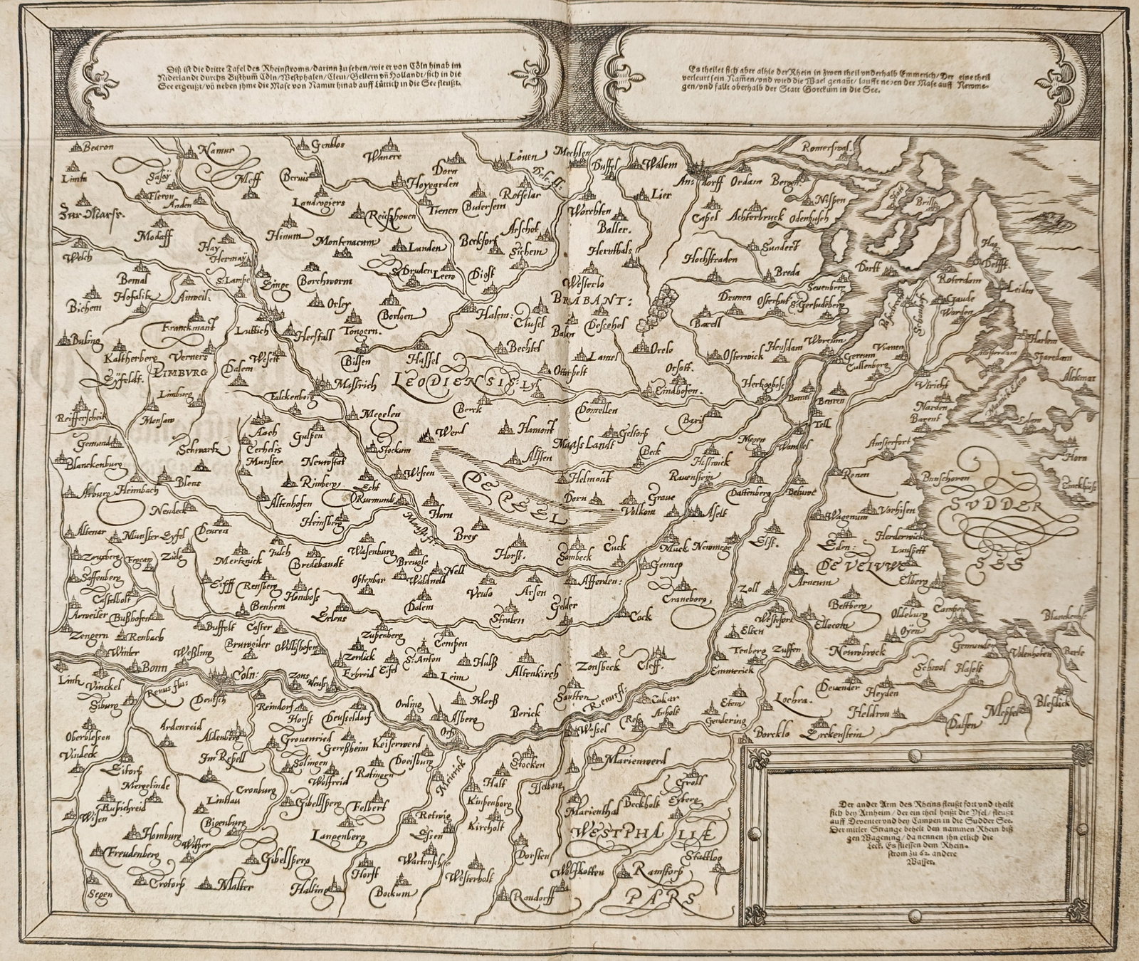 Sebastian Münster – Map of the Lower Rhine and the Netherlands – Germany – Woodcut (1 of 2)